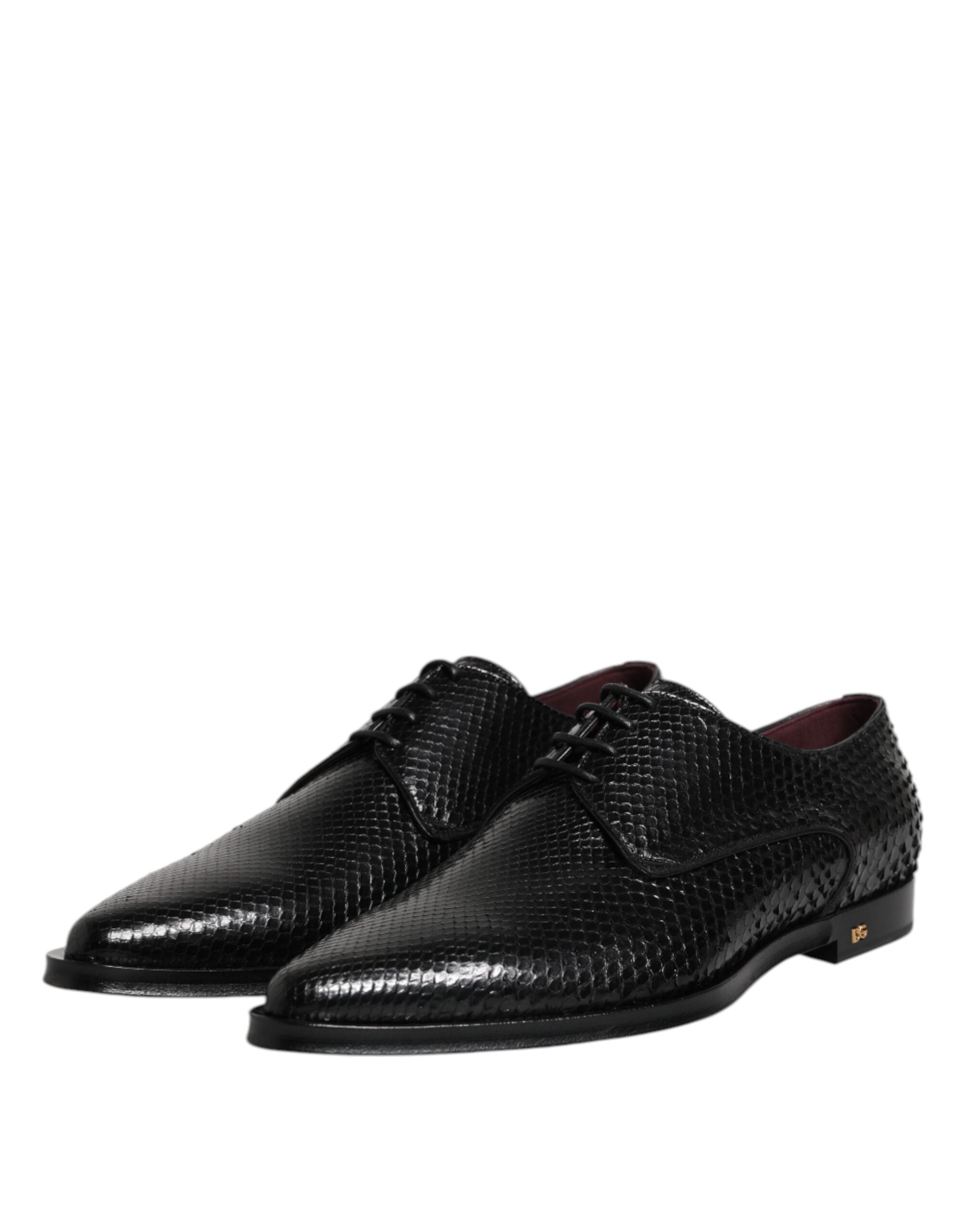 Dolce & Gabbana Black Leather Lace Up Dress Men Derby Shoes - ACCEXO