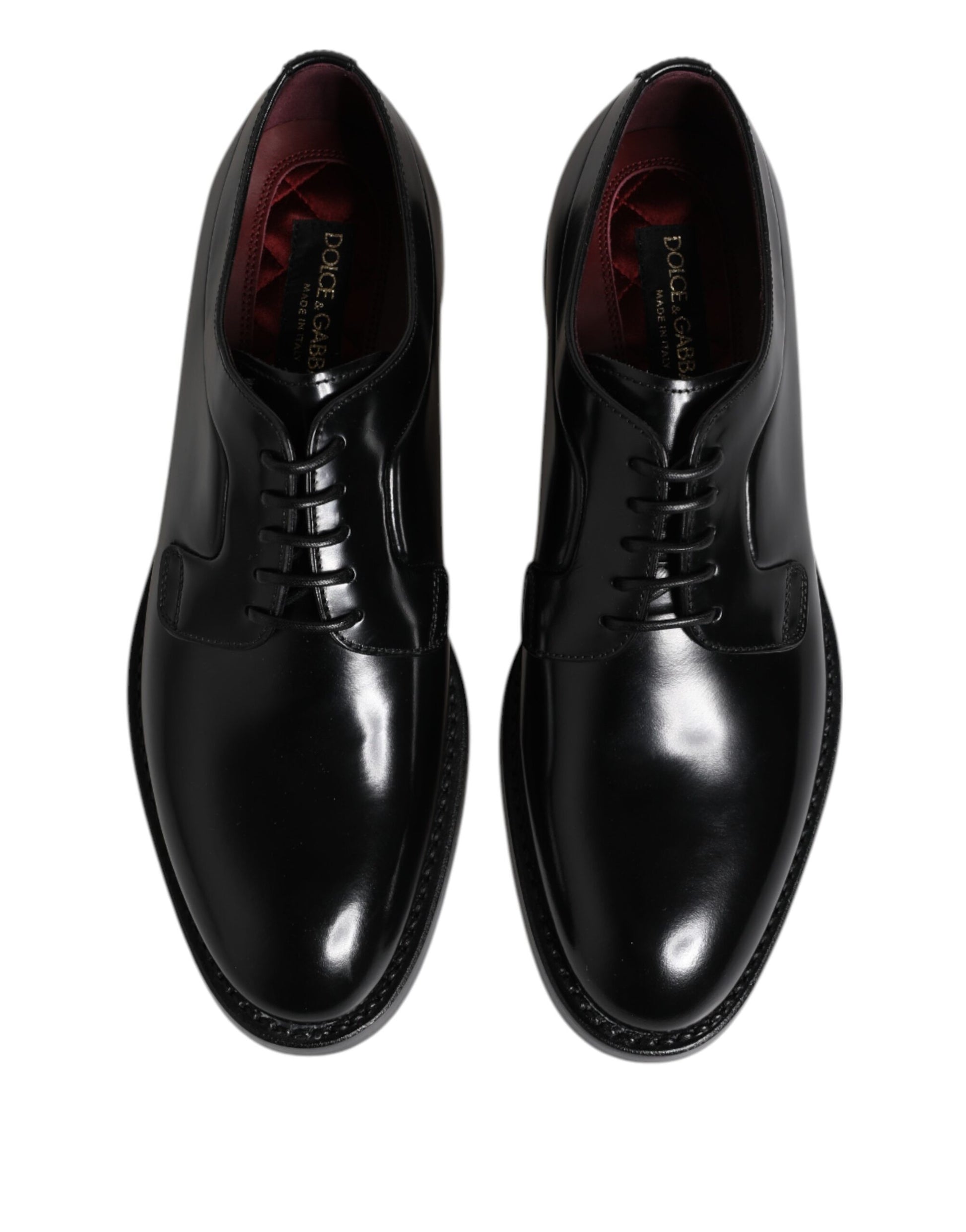 Dolce & Gabbana Black Calf Leather Lace Up Dress Derby Shoes - ACCEXO