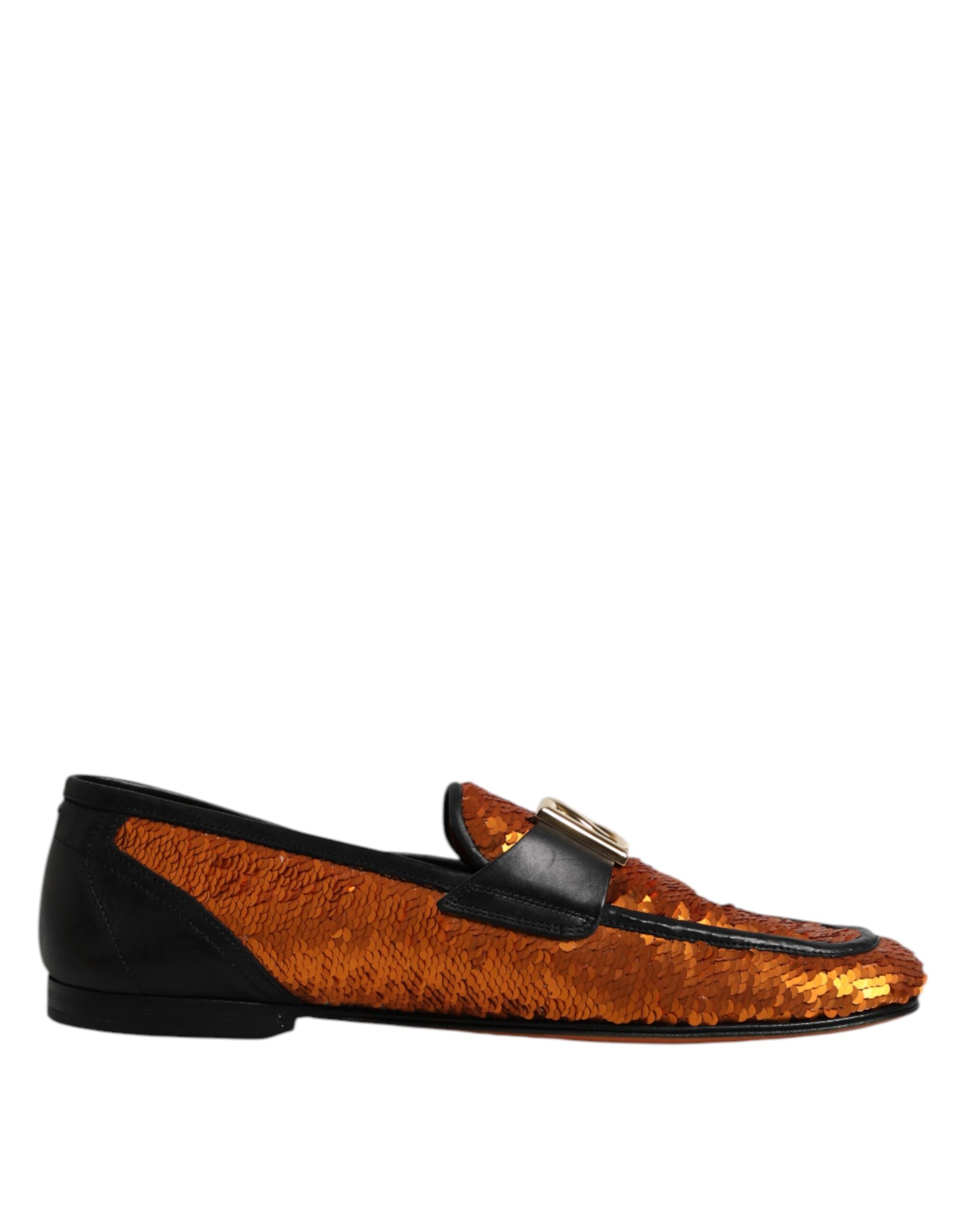 Dolce & Gabbana Orange Sequin Embellished Men Loafers Shoes - ACCEXO