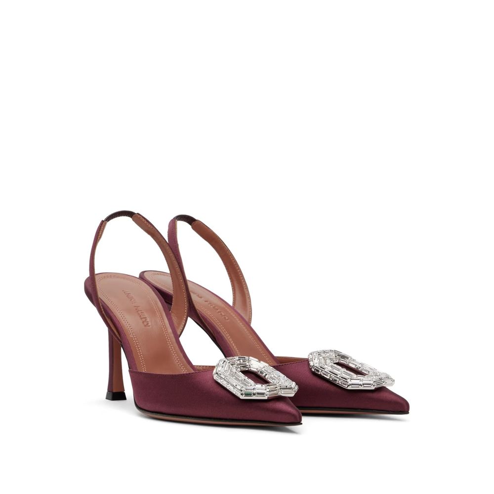 Amina Muaddi Camelia Sling 90 Satin Pumps - ACCEXO