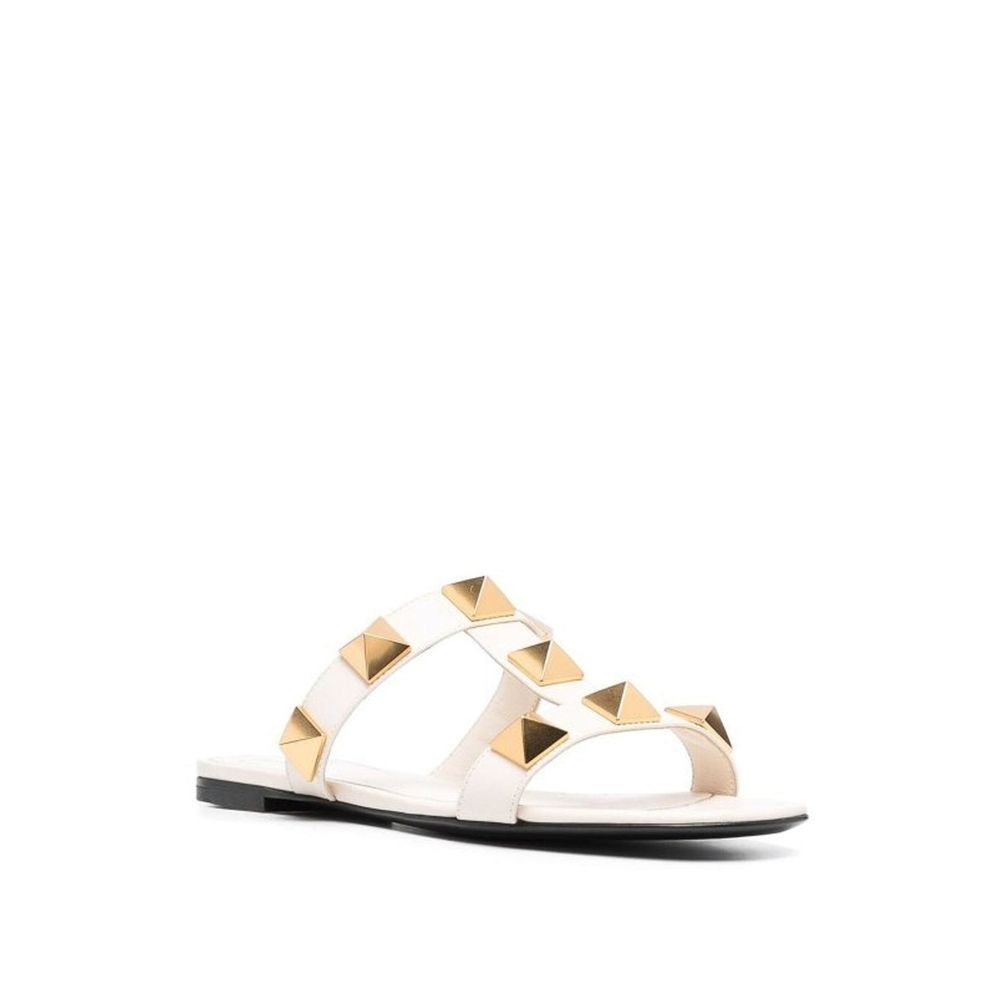 Valentino Garavani Roman Stud Leather Flat Sandals - ACCEXO