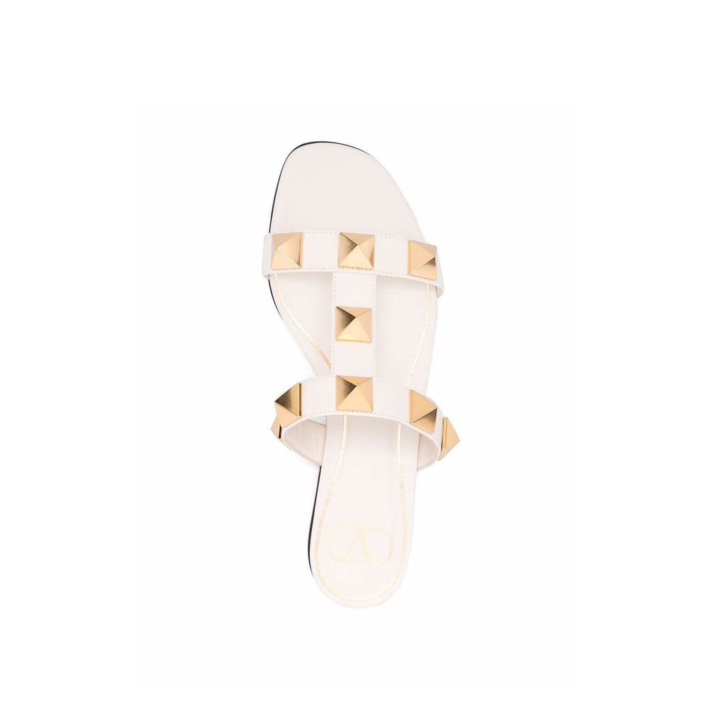 Valentino Garavani Roman Stud Leather Flat Sandals - ACCEXO