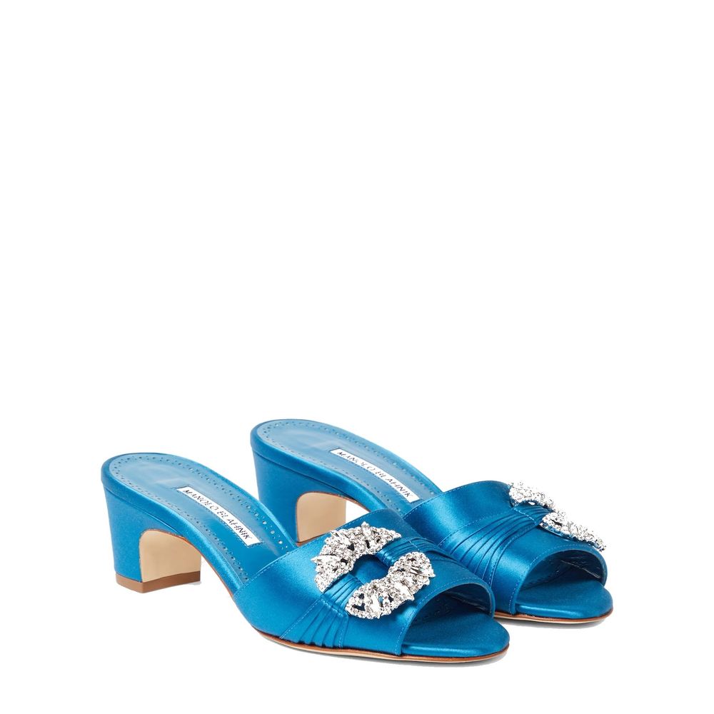 Manolo Blahnik Prinap 050 Satin Mules - ACCEXO