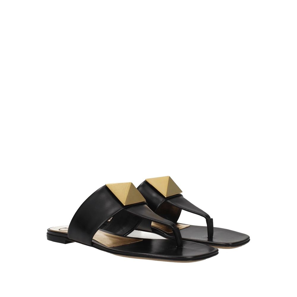Valentino Garavani One Stud Leather Thong Sandals - ACCEXO