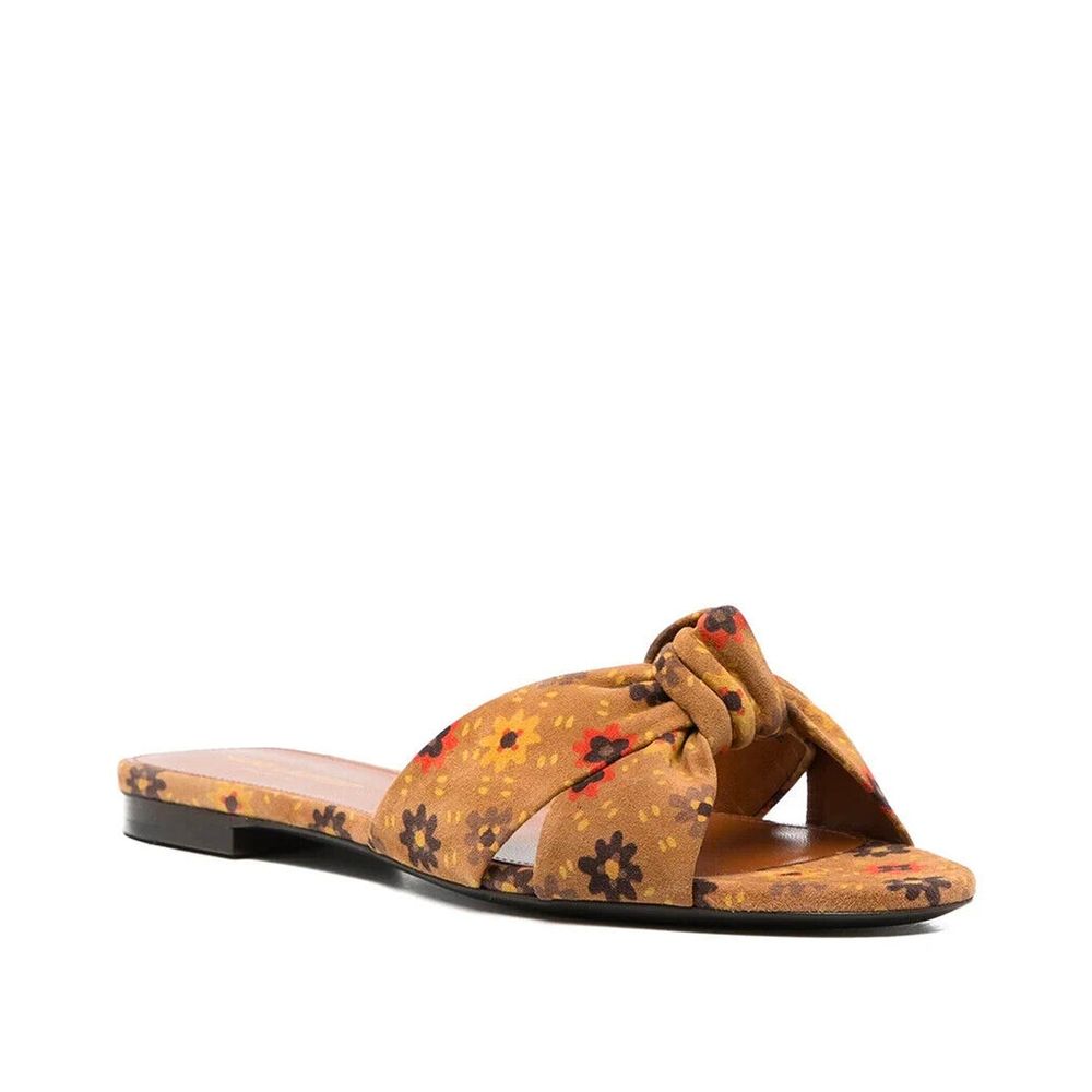 Saint Laurent Bianca Knotted Suede Slides - ACCEXO