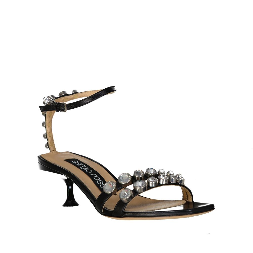 Sergio Rossi Leather Crystal Sandals - ACCEXO