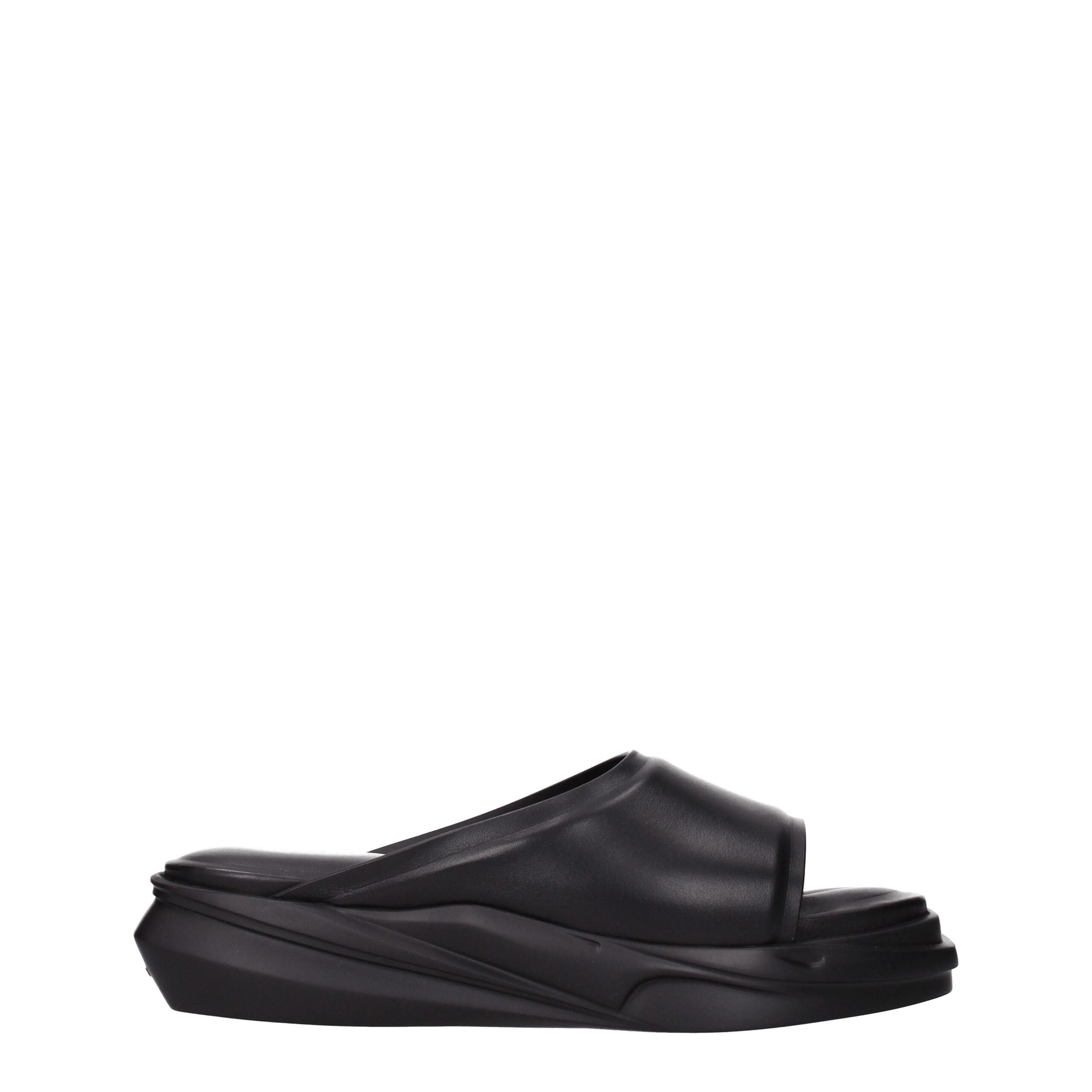 Alyx Black Leather Slippers Sandals - ACCEXO