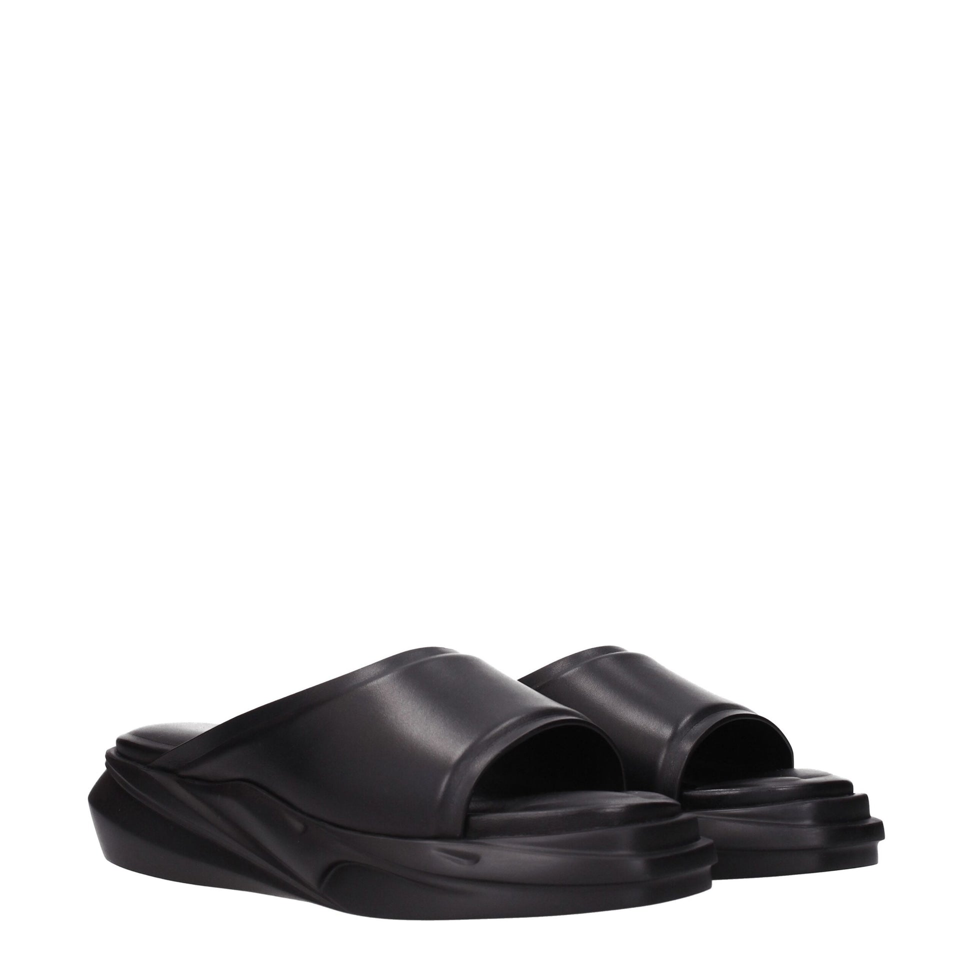 Alyx Black Leather Slippers Sandals - ACCEXO