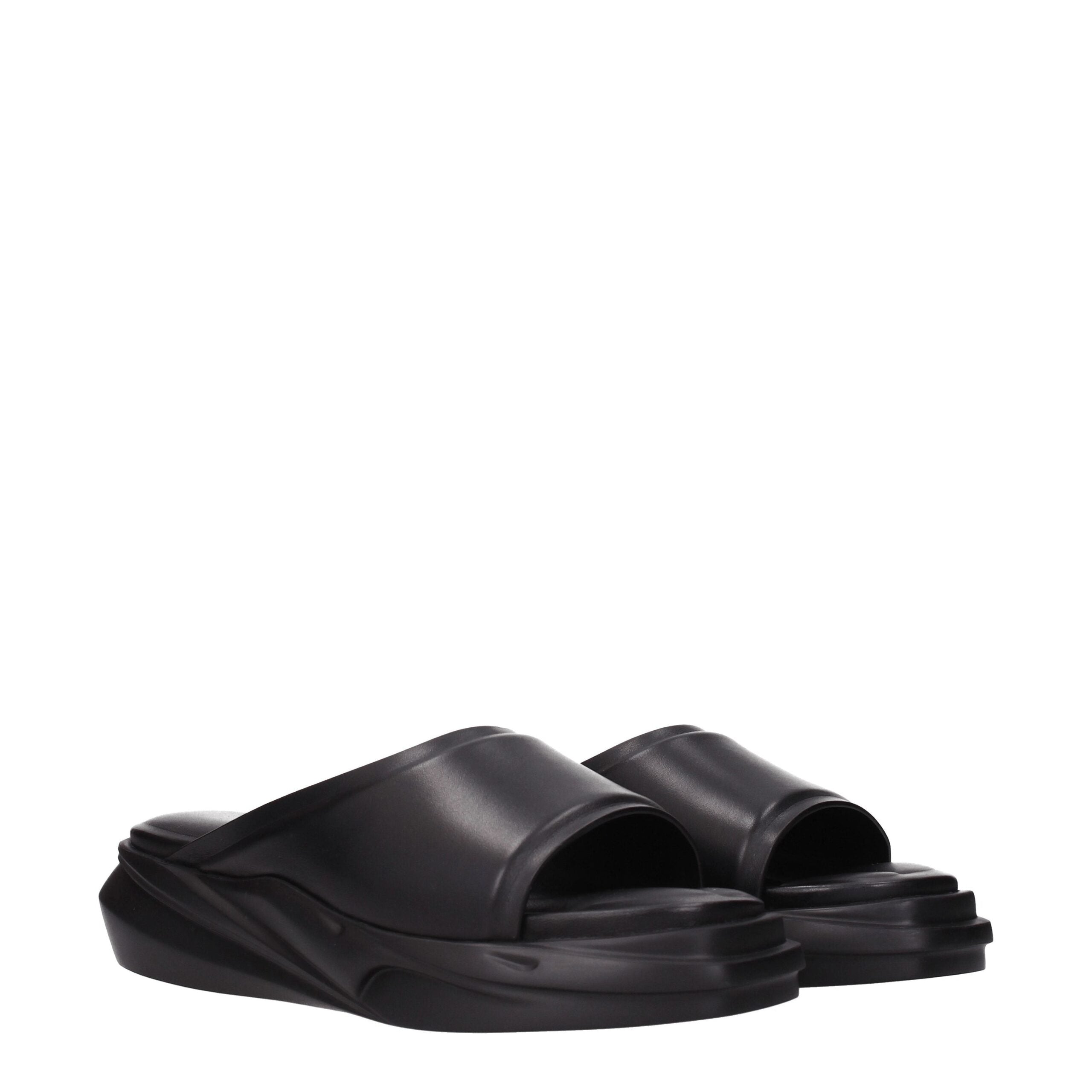 Alyx Black Leather Slippers Sandals - ACCEXO