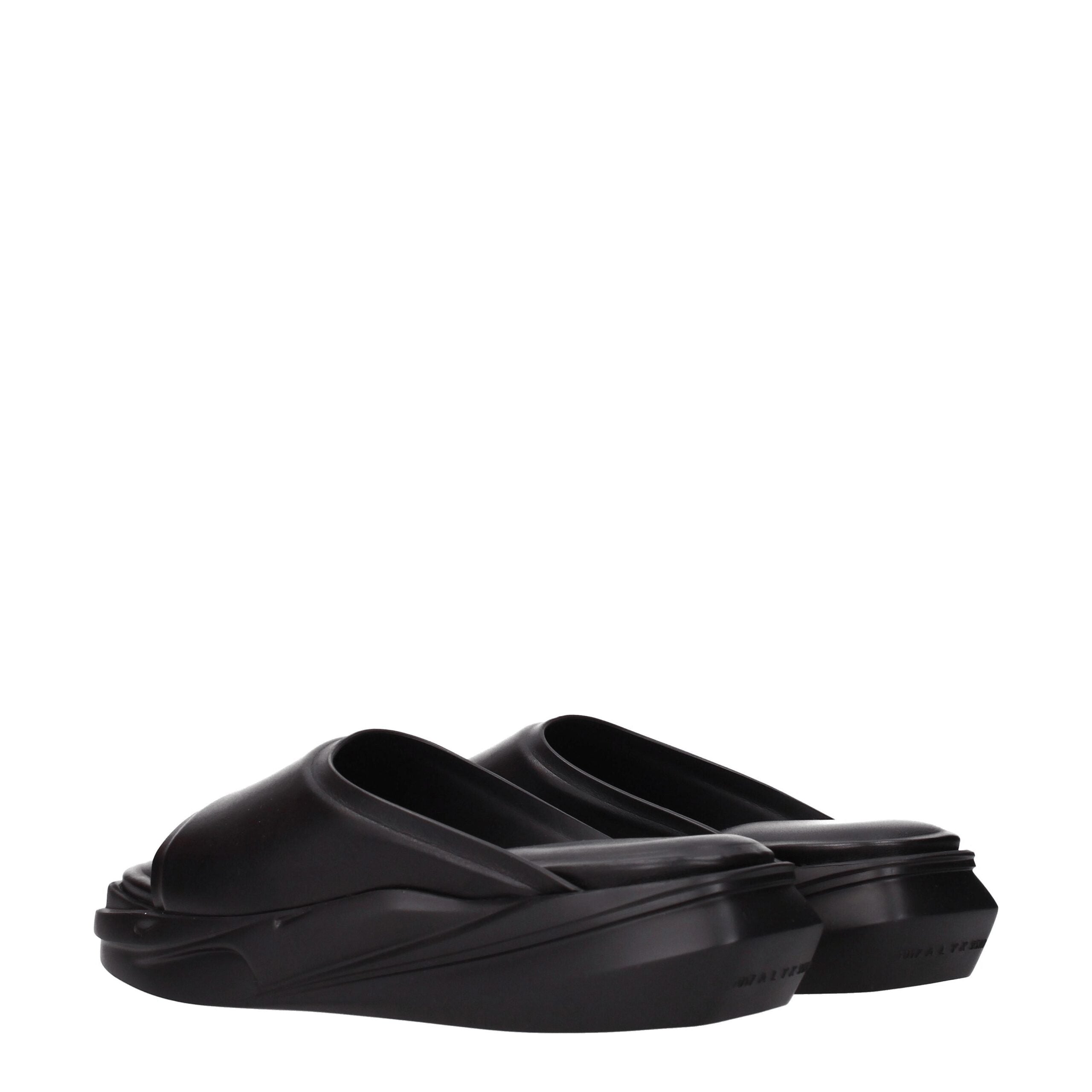 Alyx Black Leather Slippers Sandals - ACCEXO