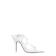 The Attico White Leather Stiletto Heel Sandals