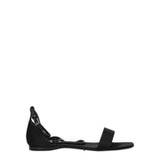 Max Mara Black Satin Flat Sandals