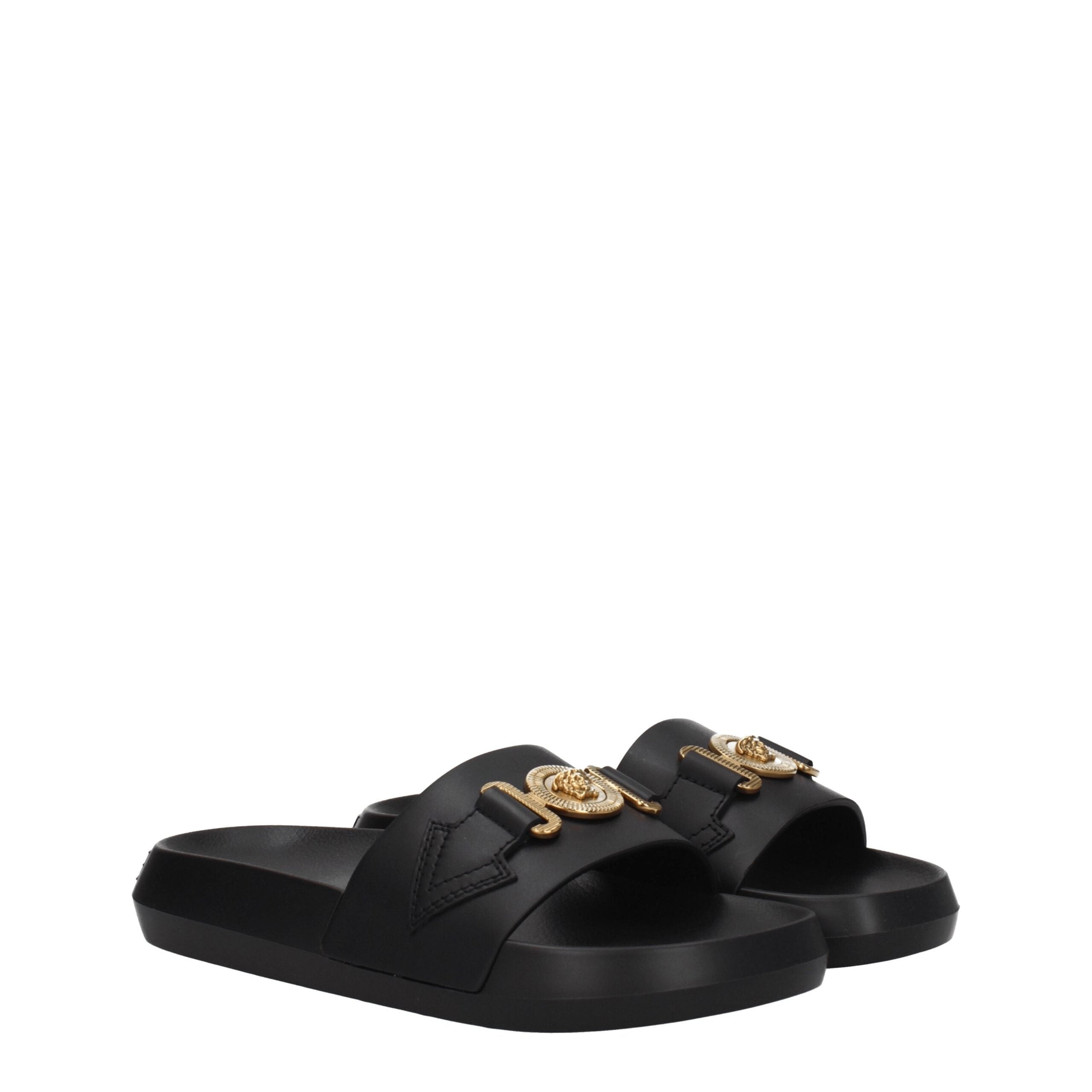 Versace Black Leather Slippers Secondary image