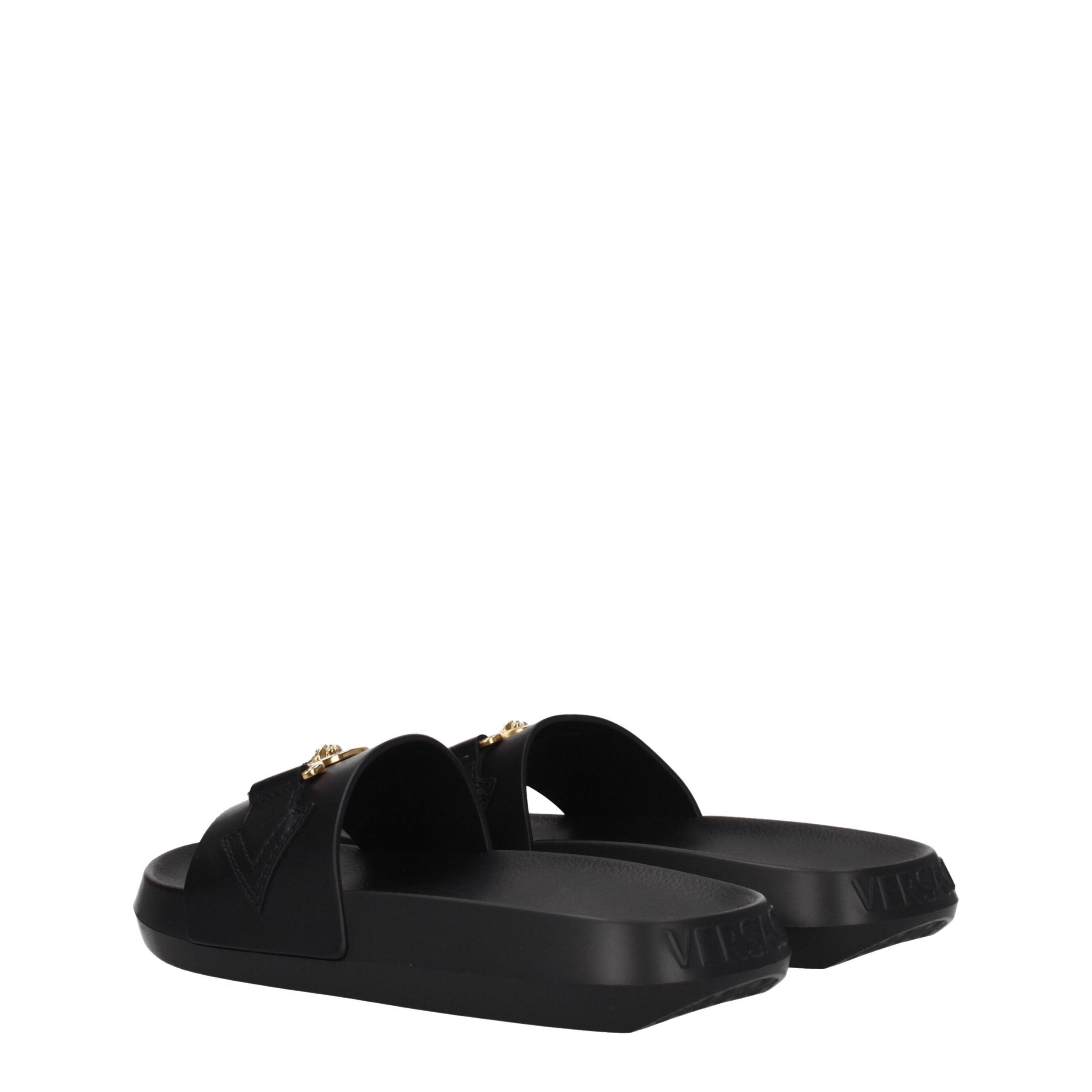 Versace Black Leather Slipper