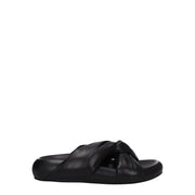 Marni Black Leather Slippers Sandals