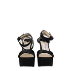 Jimmy Choo Black Satin Platform Sandals