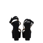 Jimmy Choo Black Satin Platform Sandals