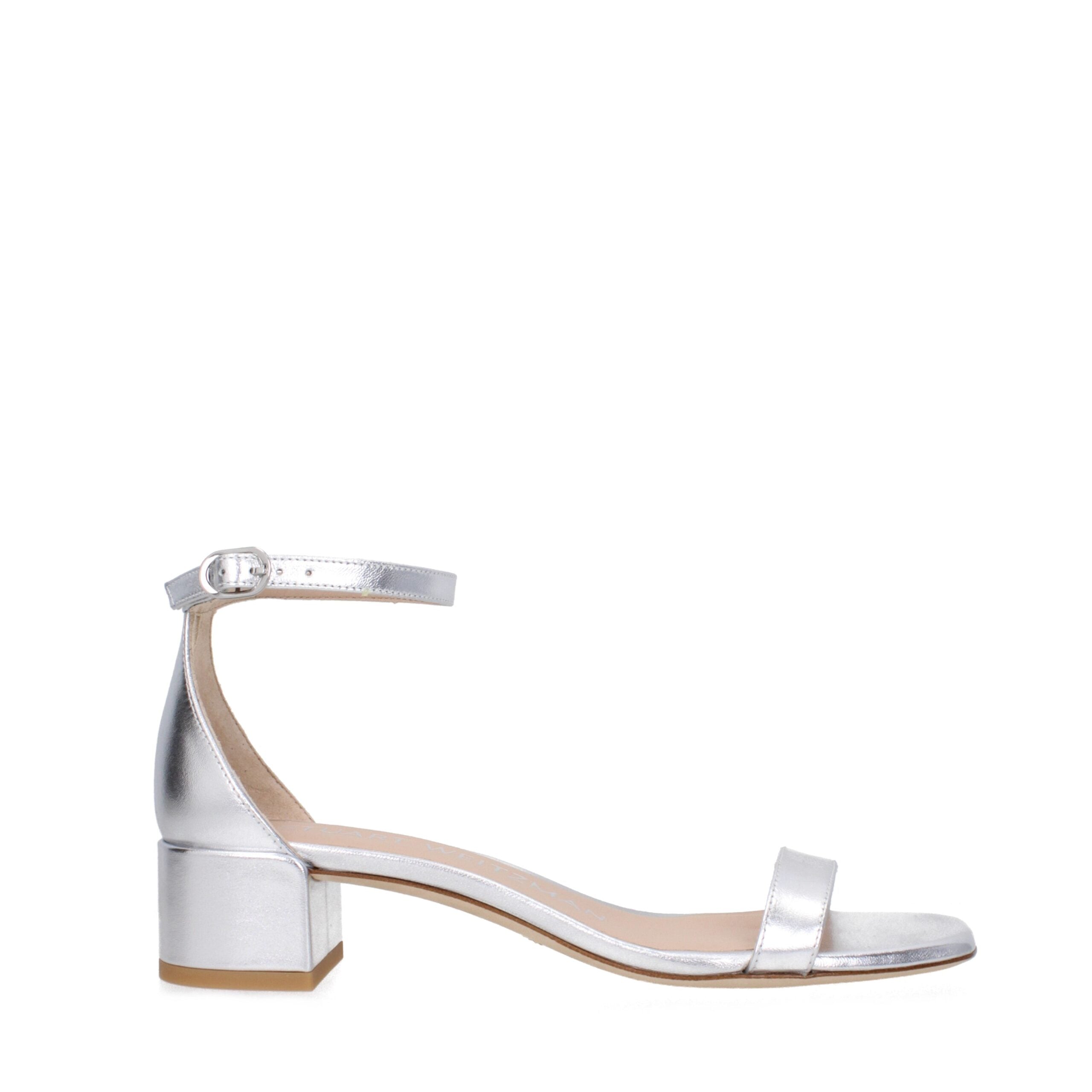 Stuart Weitzman Gray Leather Flat Sandals
