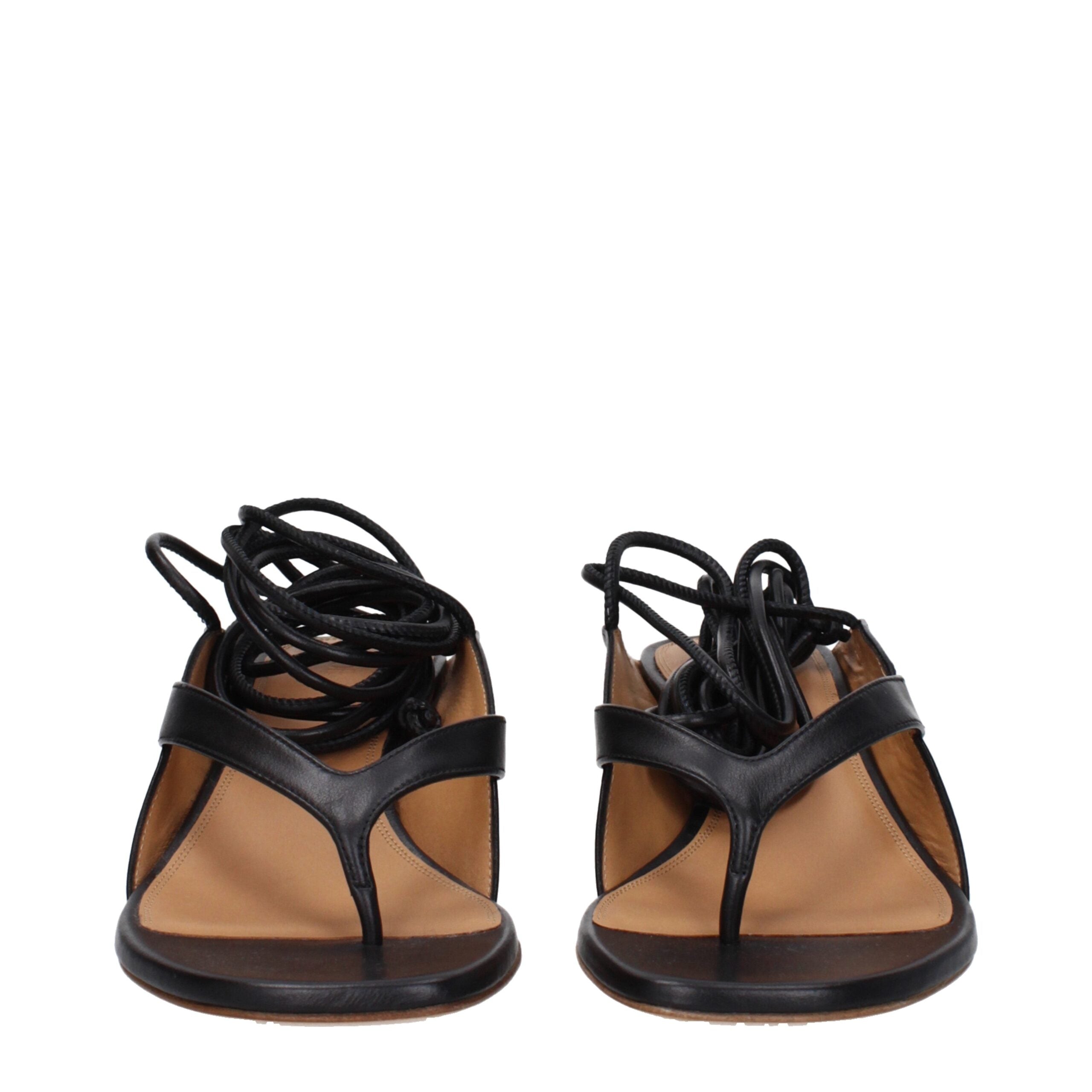Off-White Black Leather Flip-Flop Sandal