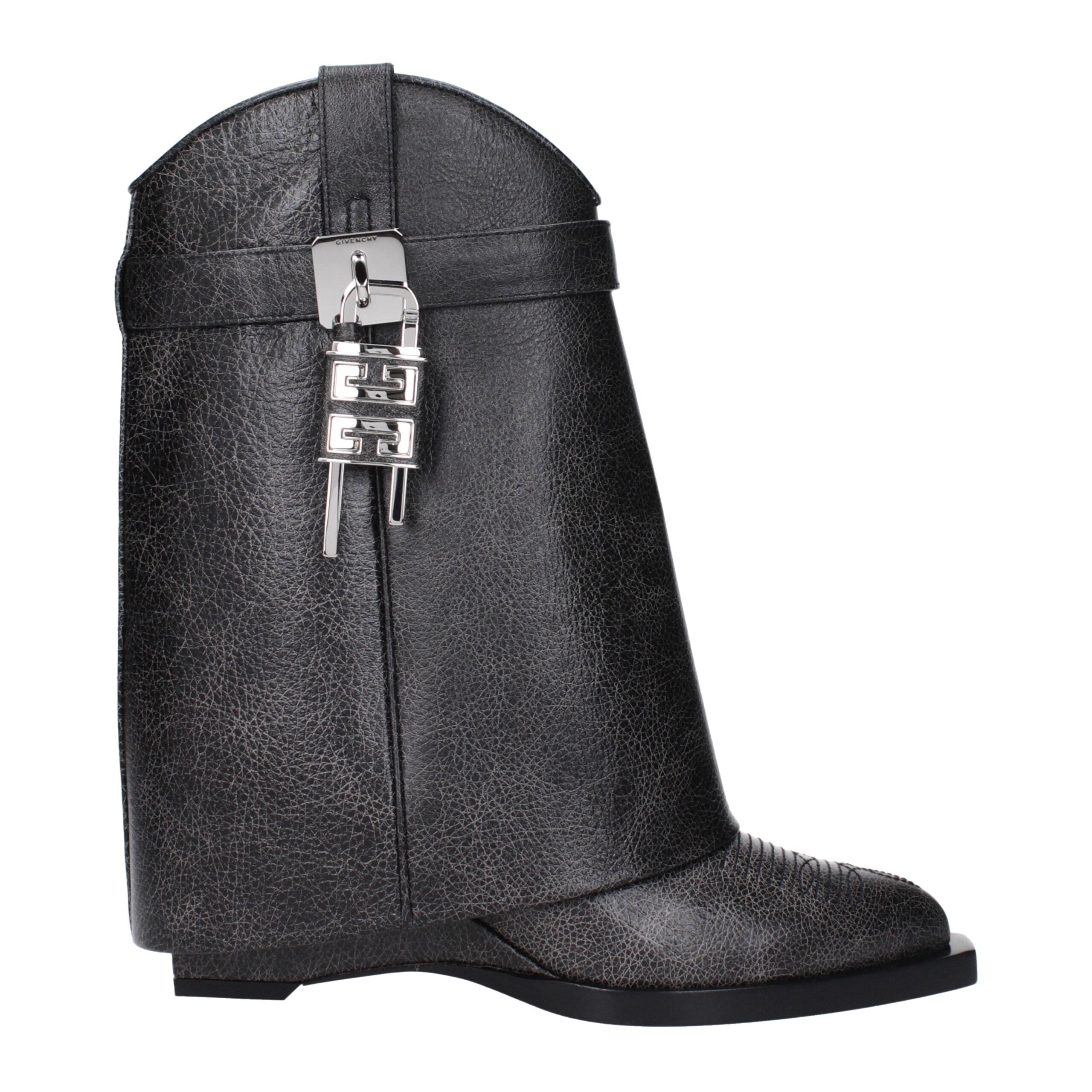 Givenchy Shark Lock Cowboy Black Leather Ankle Boots