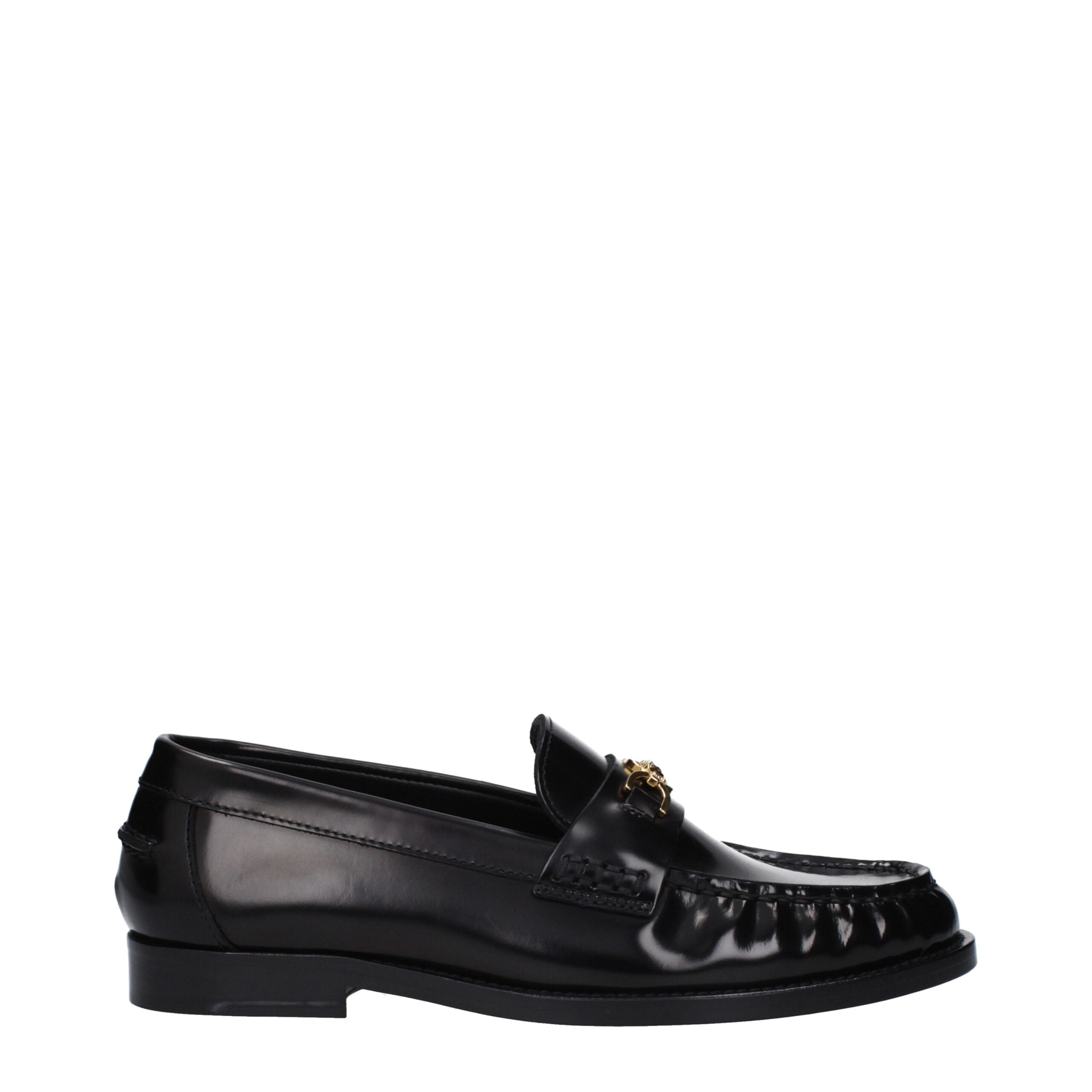 Versace Black Leather Slip-On Loafers Main image