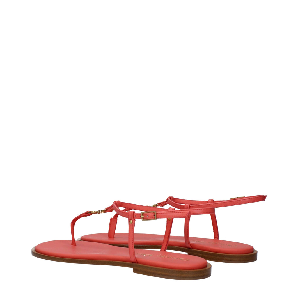 Christian Dior Pink Leather Flip-Flop Sandals