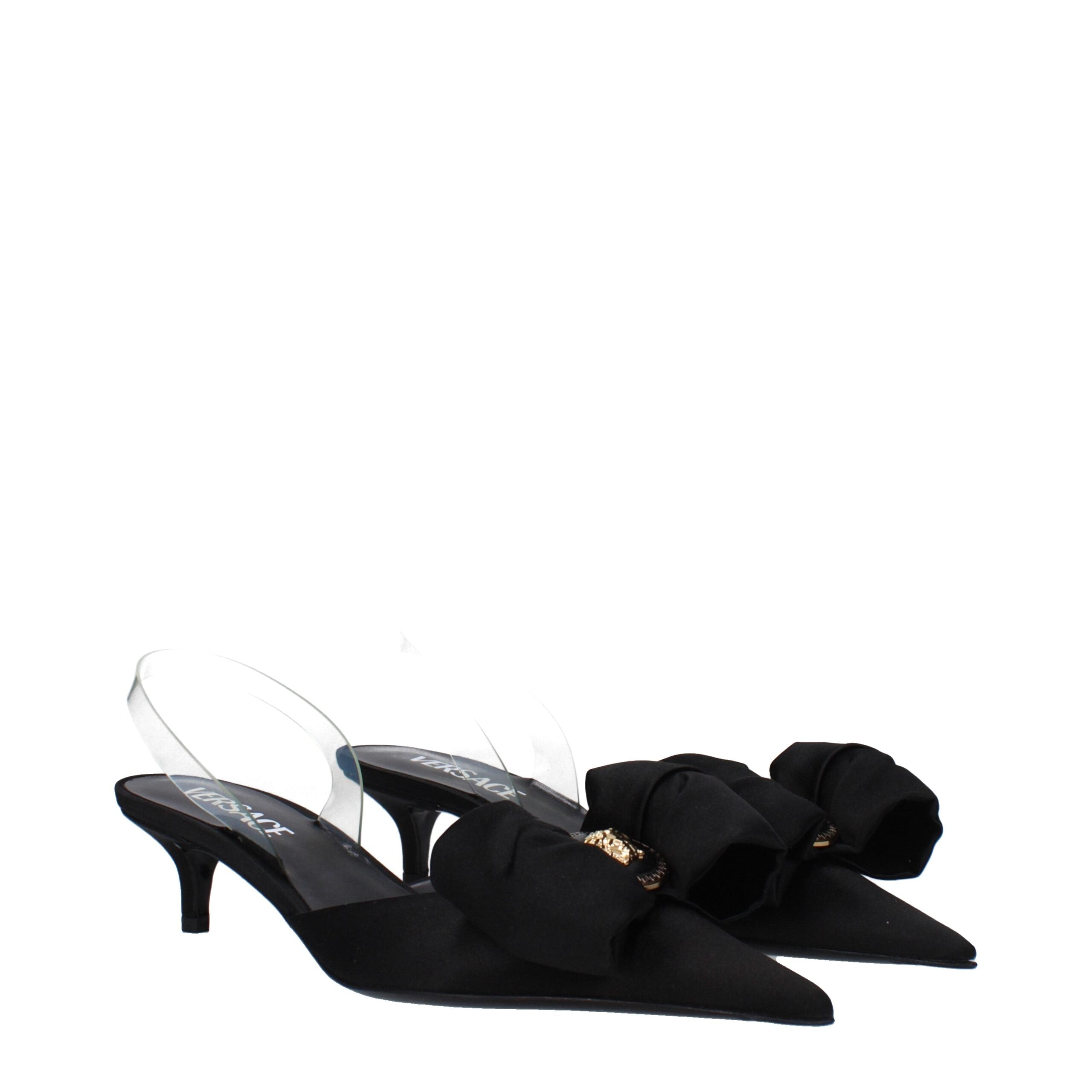 Versace Black Satin Flat Sandals Secondary image