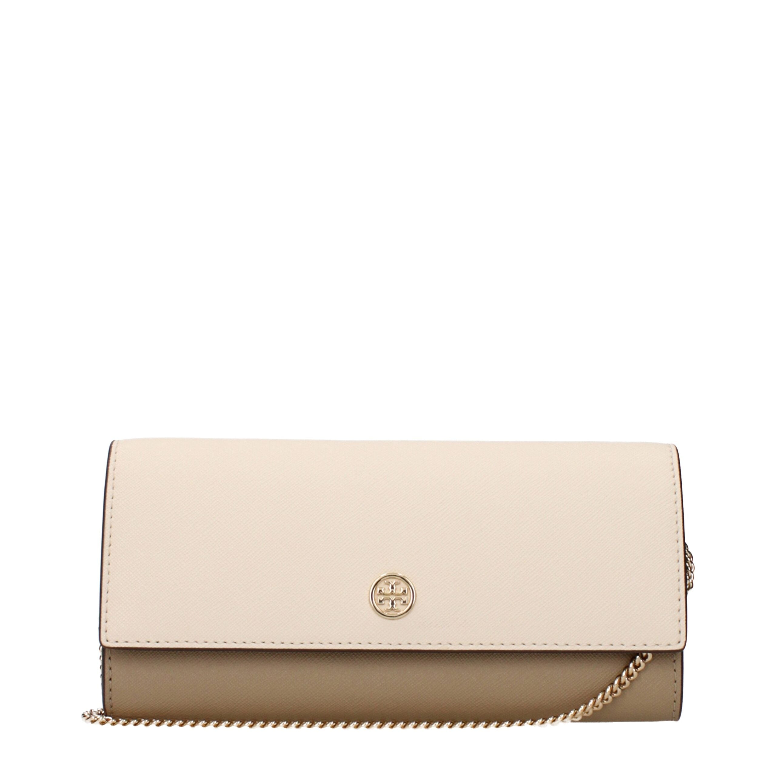 Tory Burch Beige Leather Clutch Bag