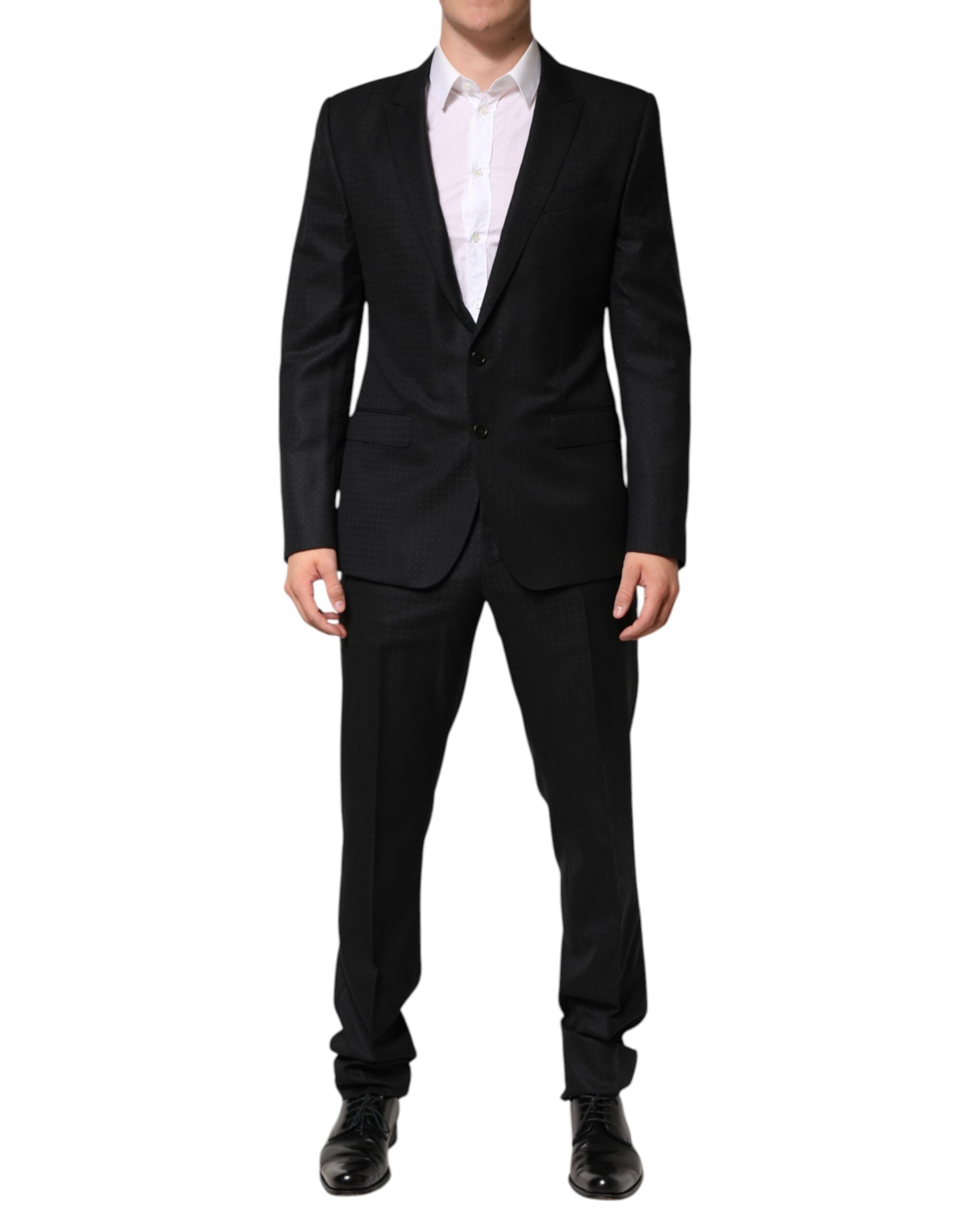 Dolce & Gabbana Black Jacquard Single Breasted 2 Piece Suit - ACCEXO
