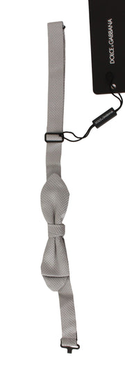Dolce & Gabbana Gray 100% Silk Faille Adjustable Neck Bow Tie Papillon for Men