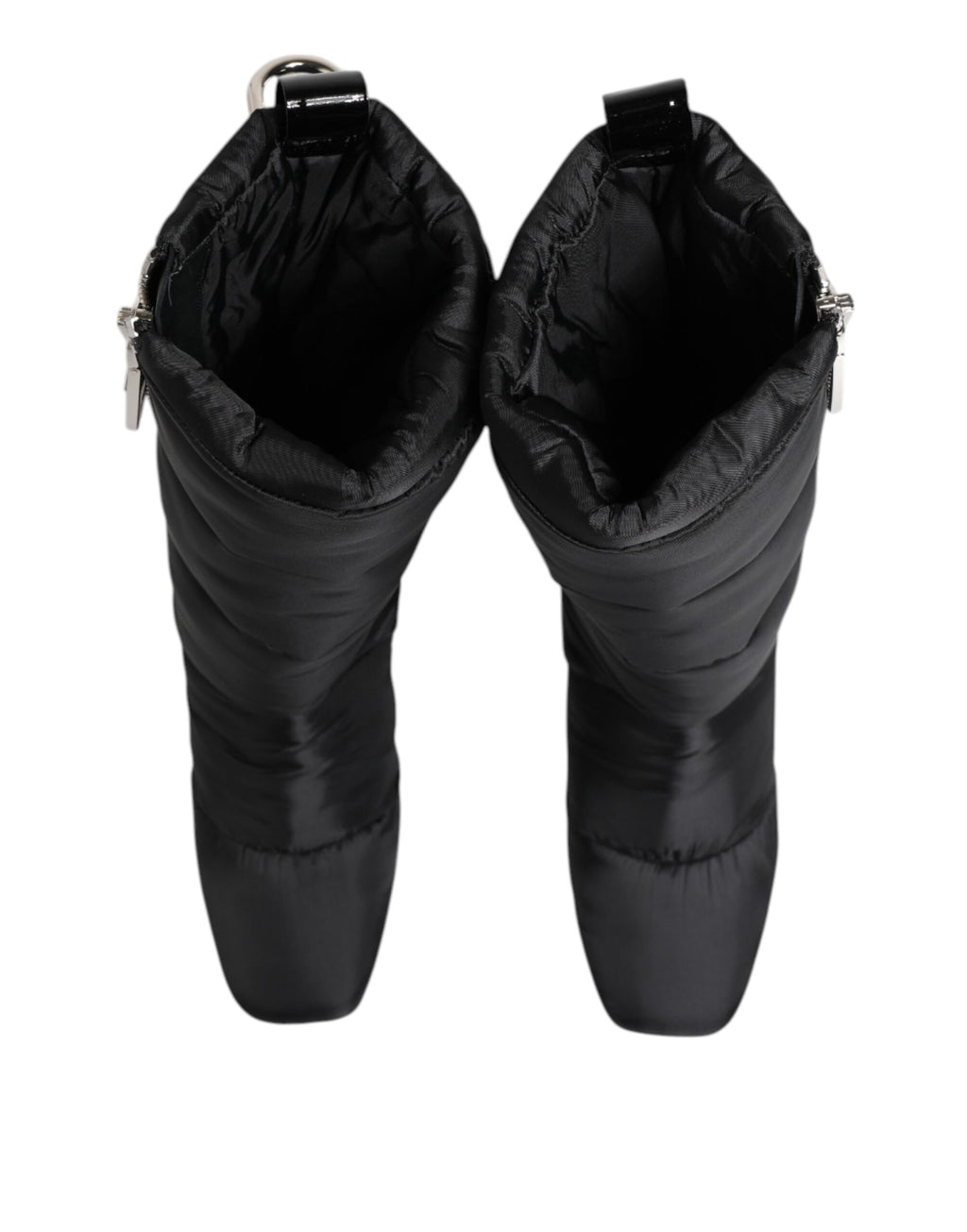 Dolce & Gabbana Black Padded Mid Calf Logo Heel Boots Shoes - ACCEXO