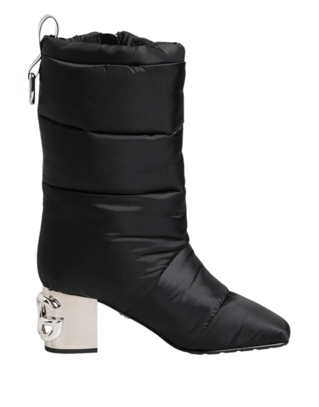 Dolce & Gabbana Black Padded Mid Calf Logo Heel Boots Shoes - ACCEXO