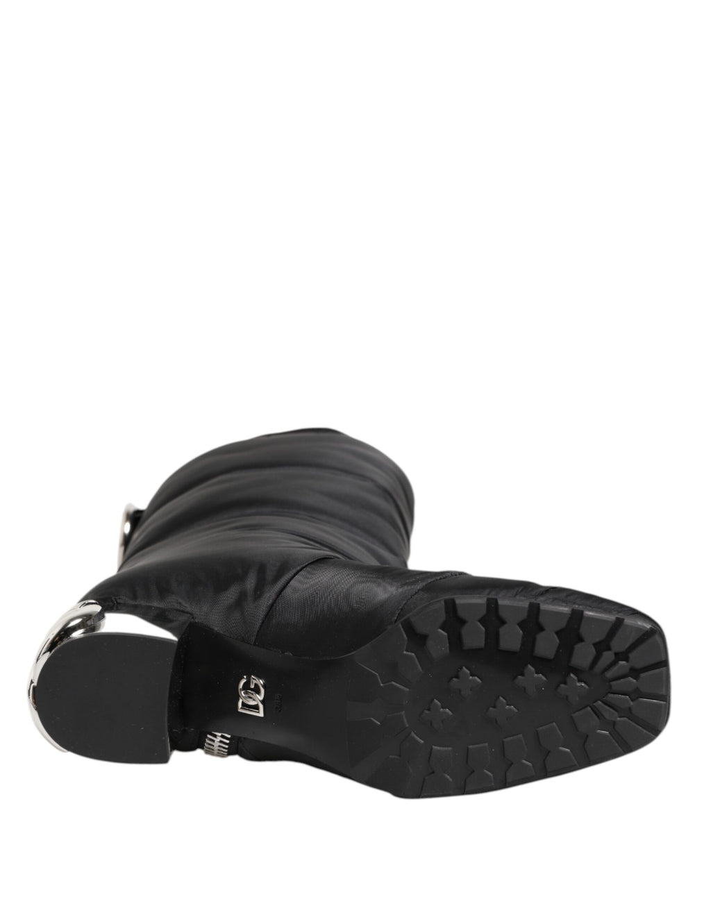 Dolce & Gabbana Black Padded Mid Calf Logo Heel Boots Shoes - ACCEXO