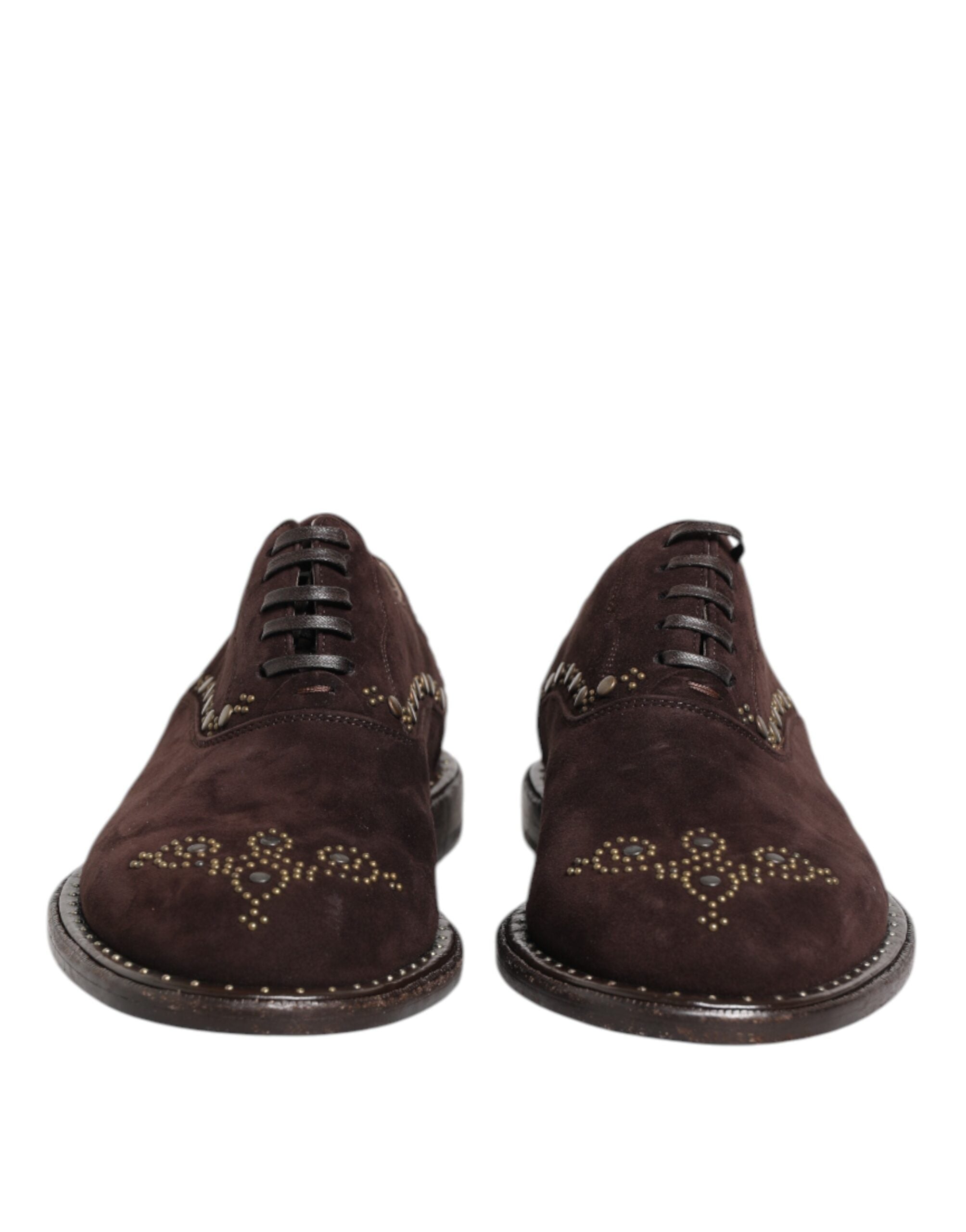 Dolce & Gabbana Elegant Brown Velvet Oxford Lace-up Shoes - ACCEXO