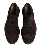 Dolce & Gabbana Elegant Brown Velvet Oxford Lace-up Shoes - ACCEXO