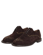 Dolce & Gabbana Elegant Brown Velvet Oxford Lace-up Shoes - ACCEXO