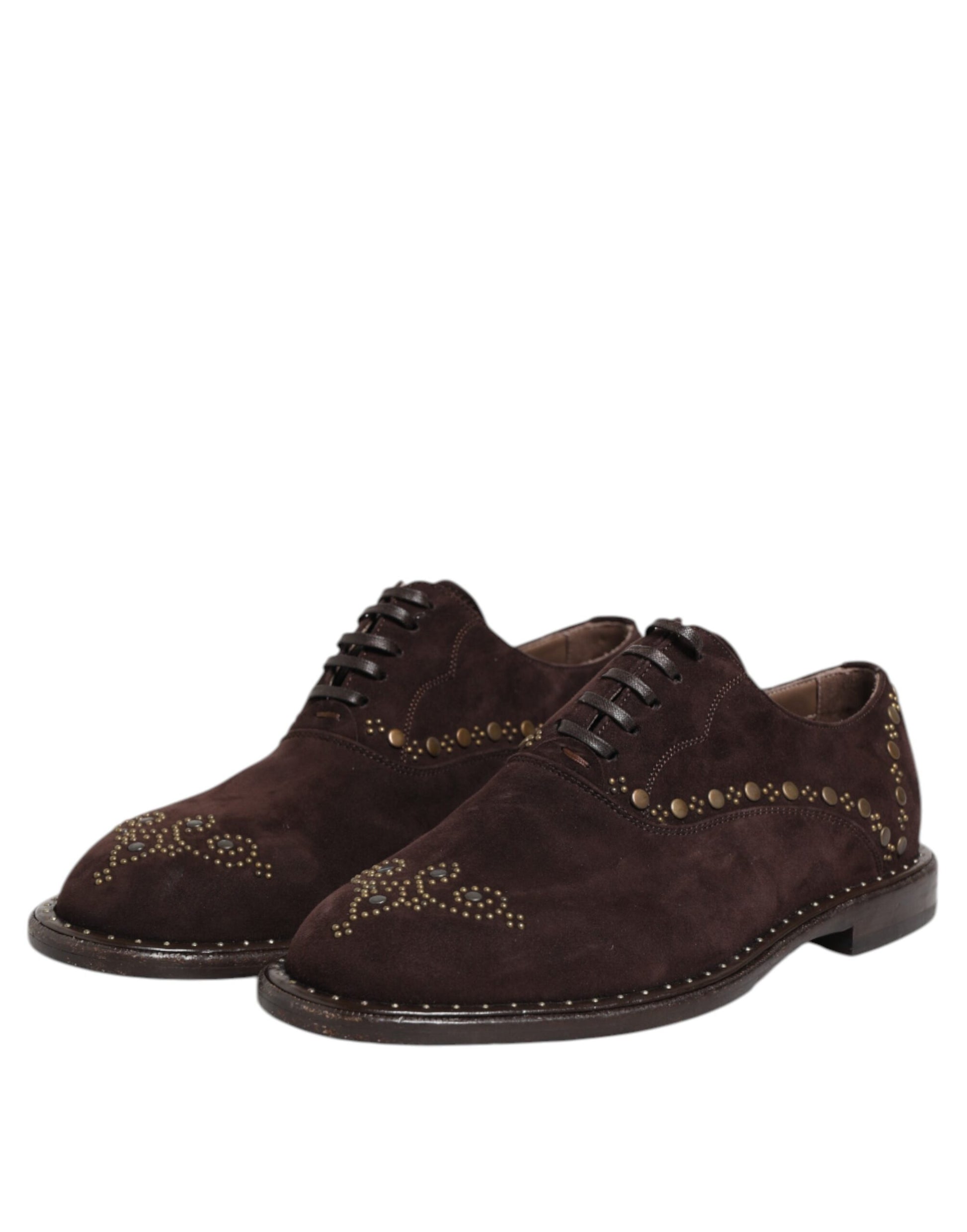 Dolce & Gabbana Elegant Brown Velvet Oxford Lace-up Shoes - ACCEXO