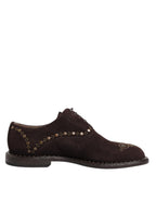 Dolce & Gabbana Elegant Brown Velvet Oxford Lace-up Shoes - ACCEXO