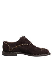 Dolce & Gabbana Elegant Brown Velvet Oxford Lace-up Shoes - ACCEXO
