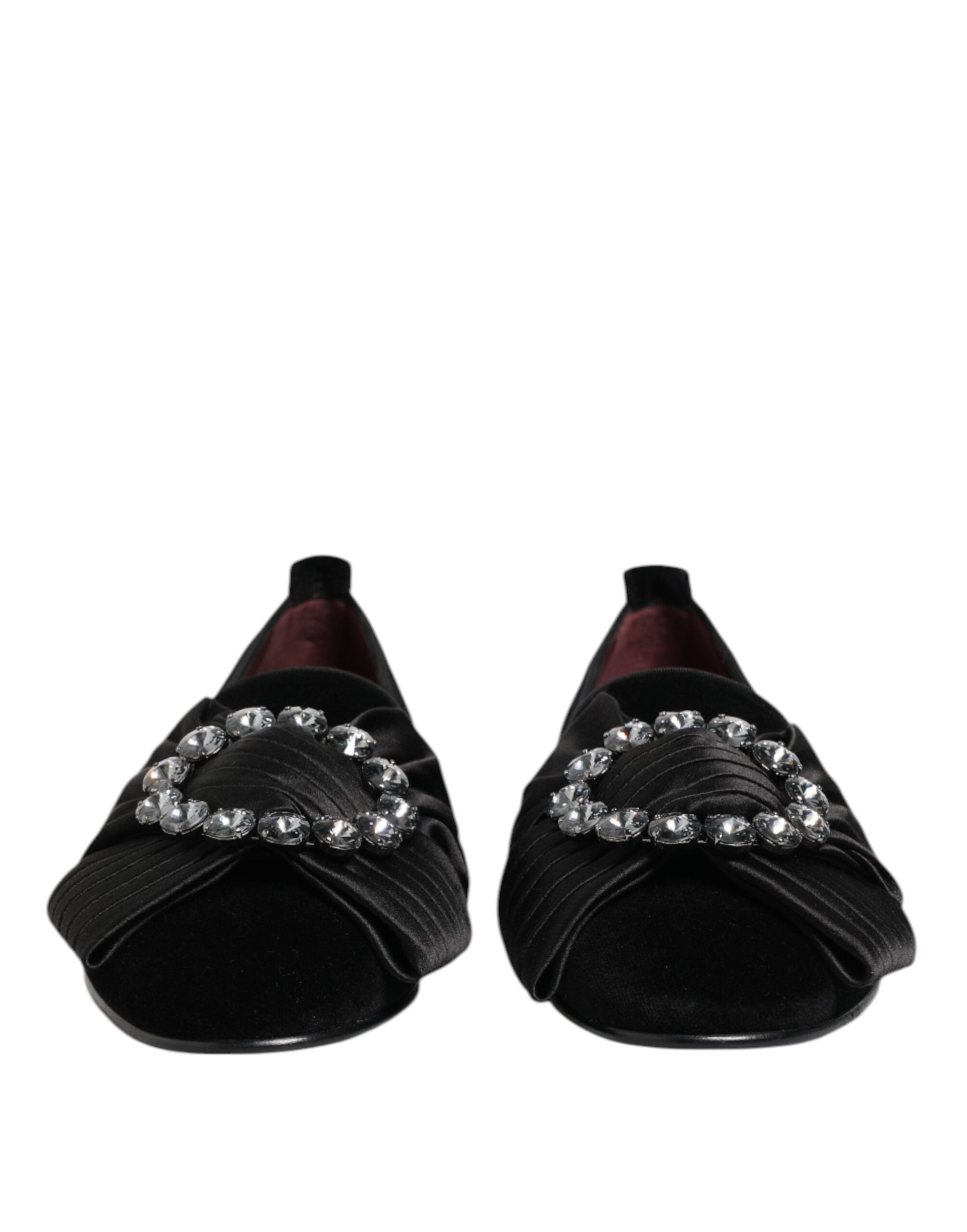 Dolce & Gabbana Black VATICANO Crystal Ribbon Slip On Shoes - ACCEXO