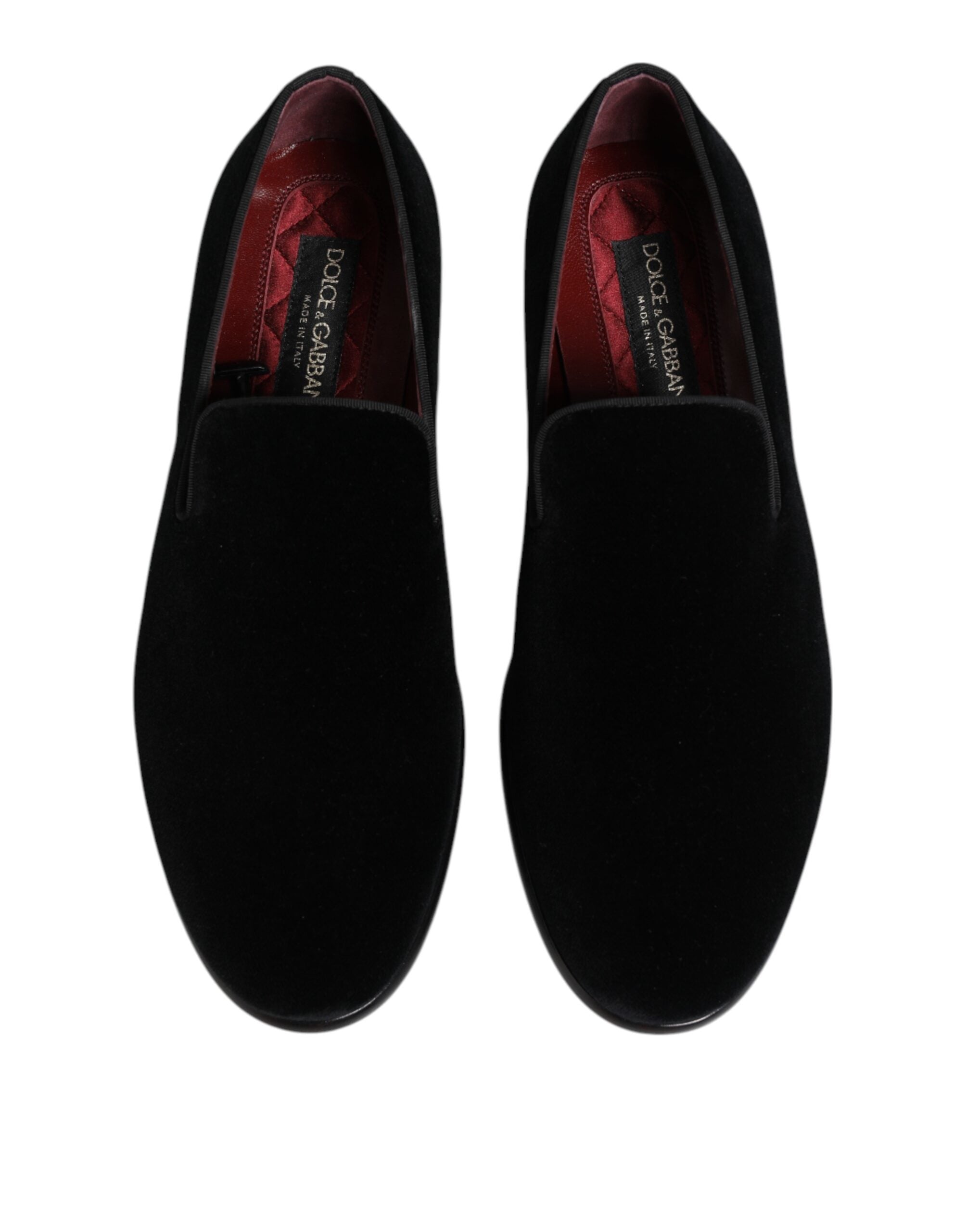 Dolce & Gabbana Black Velvet Loafers Formal Men Dress Shoes - ACCEXO