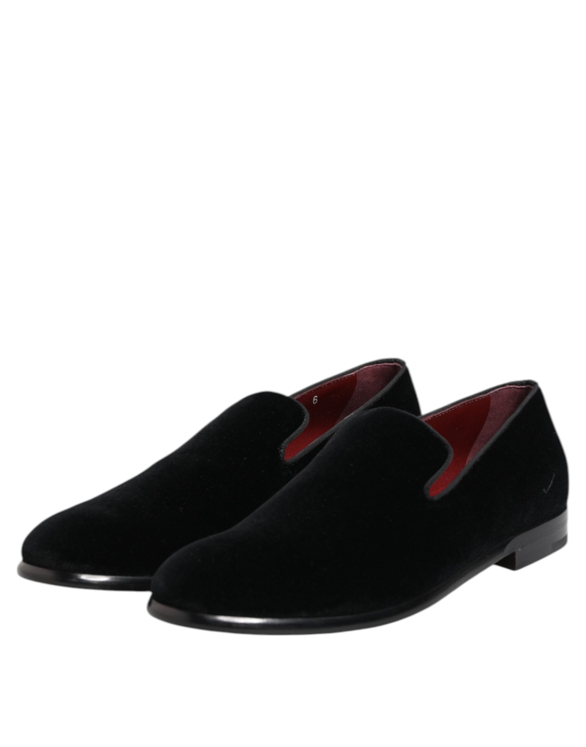 Dolce & Gabbana Black Velvet Loafers Formal Men Dress Shoes - ACCEXO