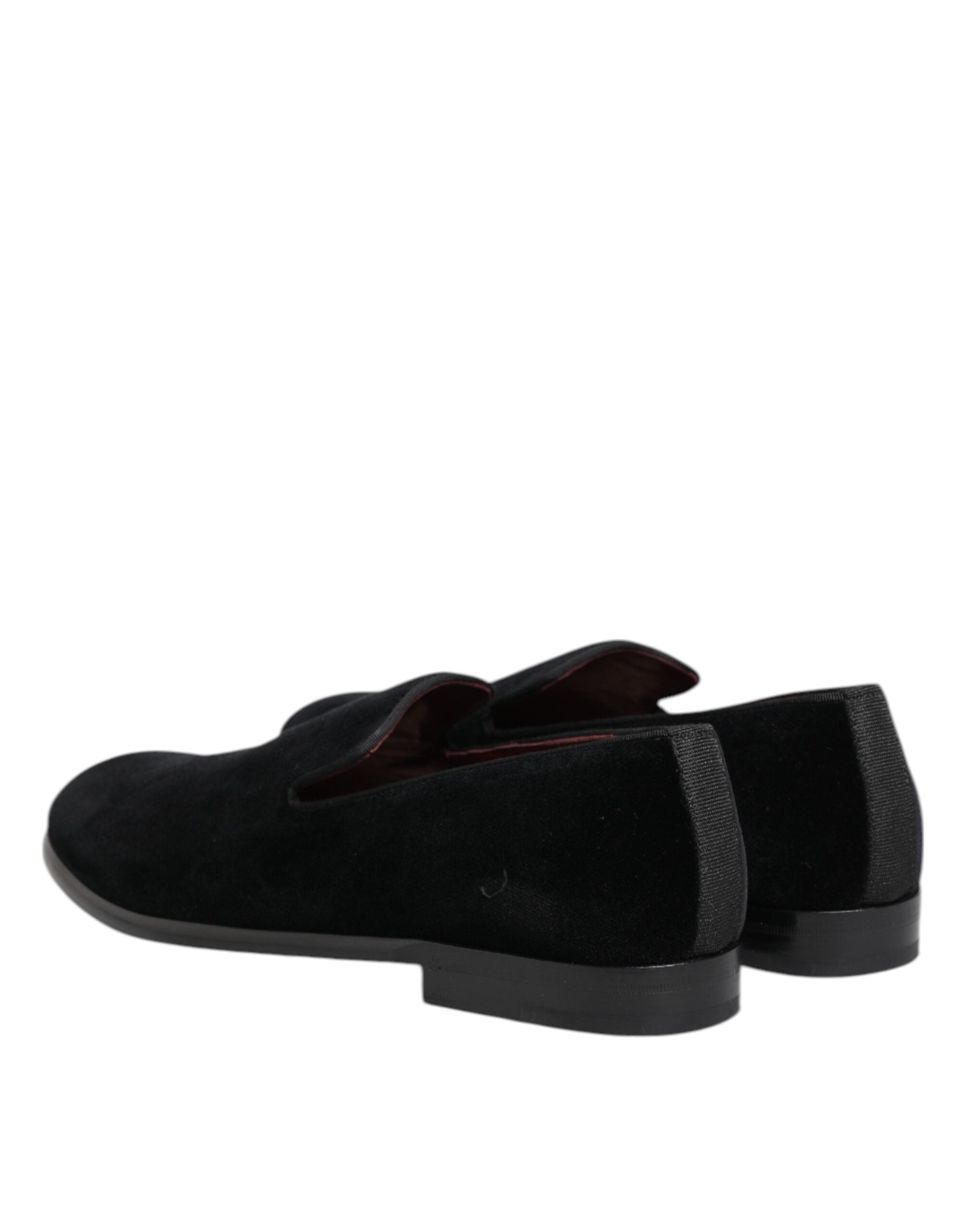 Dolce & Gabbana Black Velvet Loafers Formal Men Dress Shoes - ACCEXO