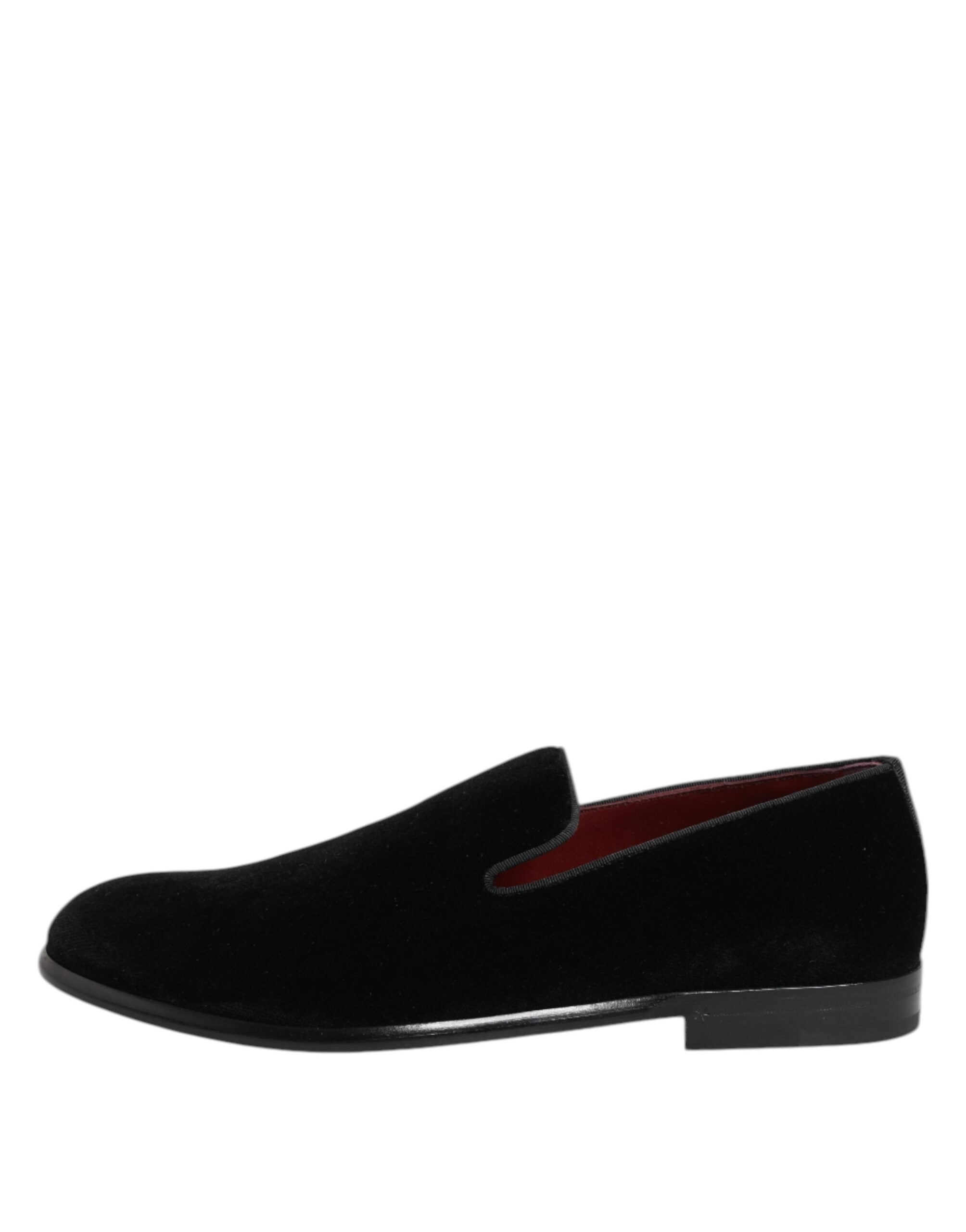Dolce & Gabbana Black Velvet Loafers Formal Men Dress Shoes - ACCEXO