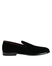 Dolce & Gabbana Black Velvet Loafers Formal Men Dress Shoes - ACCEXO