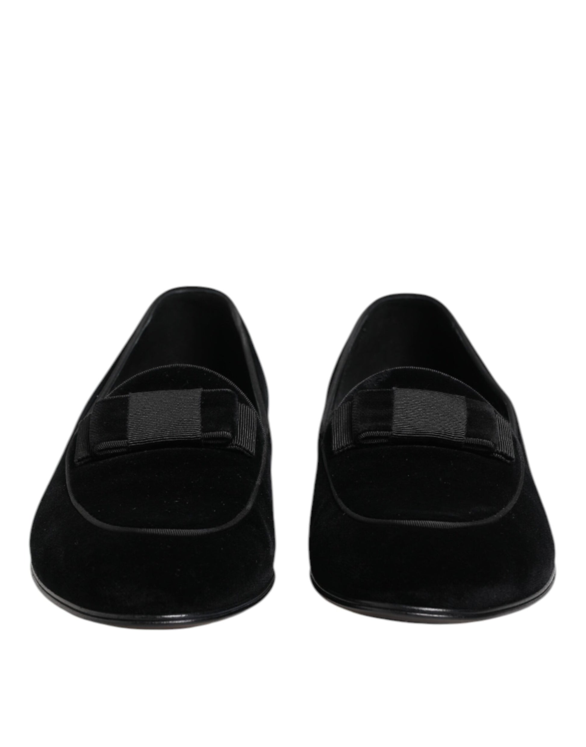 Dolce & Gabbana Black Velvet Loafers Formal Men Dress Shoes - ACCEXO
