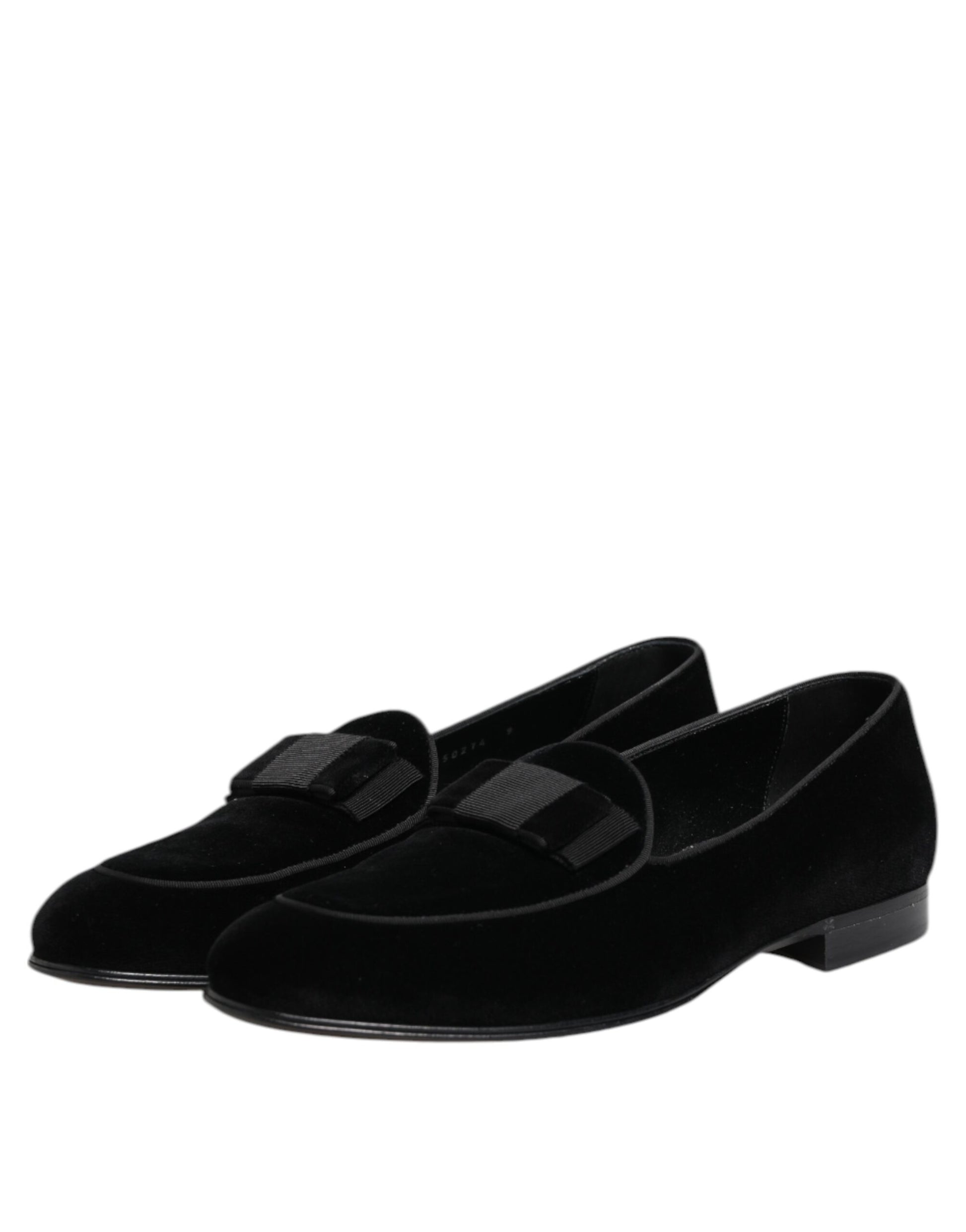 Dolce & Gabbana Black Velvet Loafers Formal Men Dress Shoes - ACCEXO