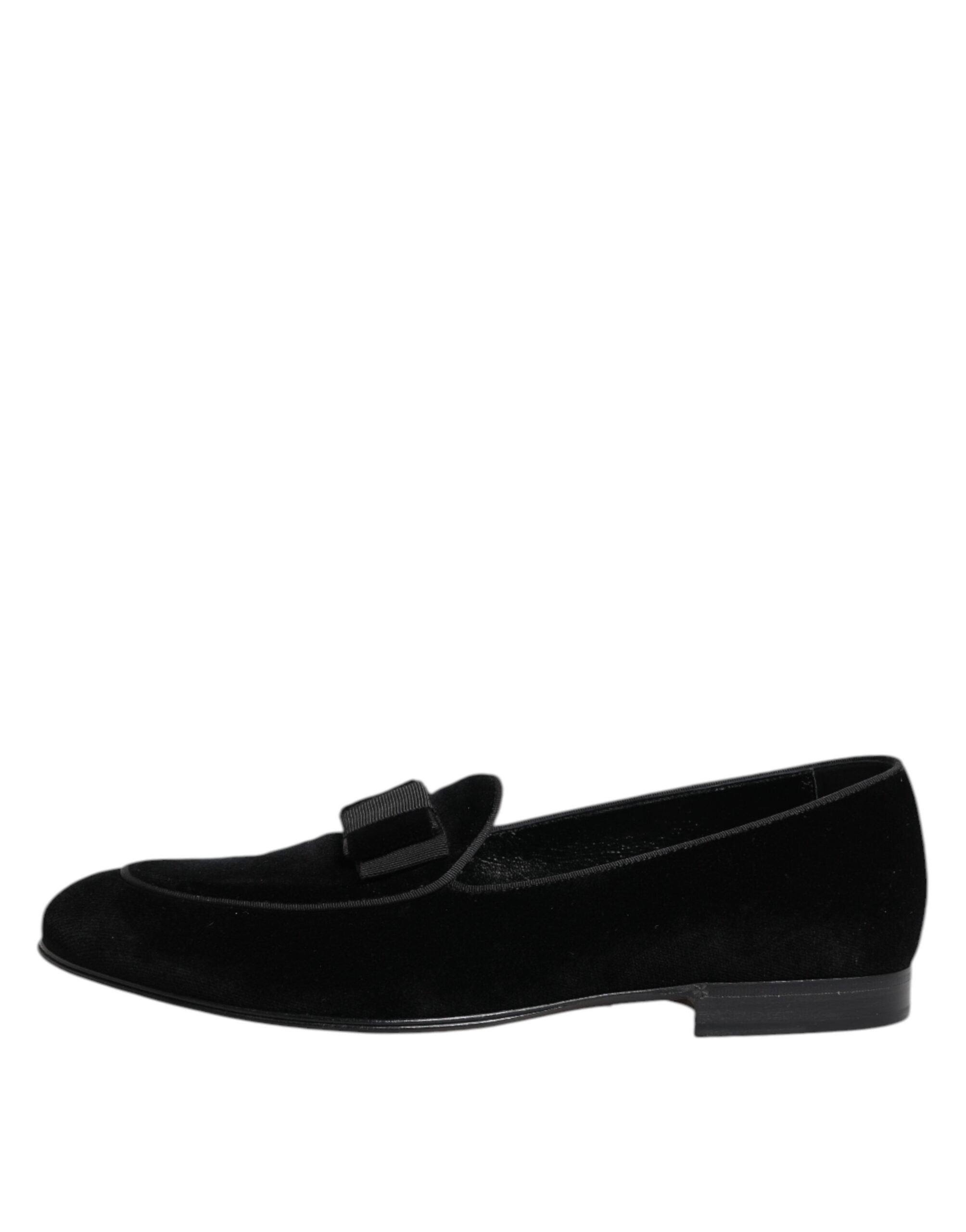 Dolce & Gabbana Black Velvet Loafers Formal Men Dress Shoes - ACCEXO