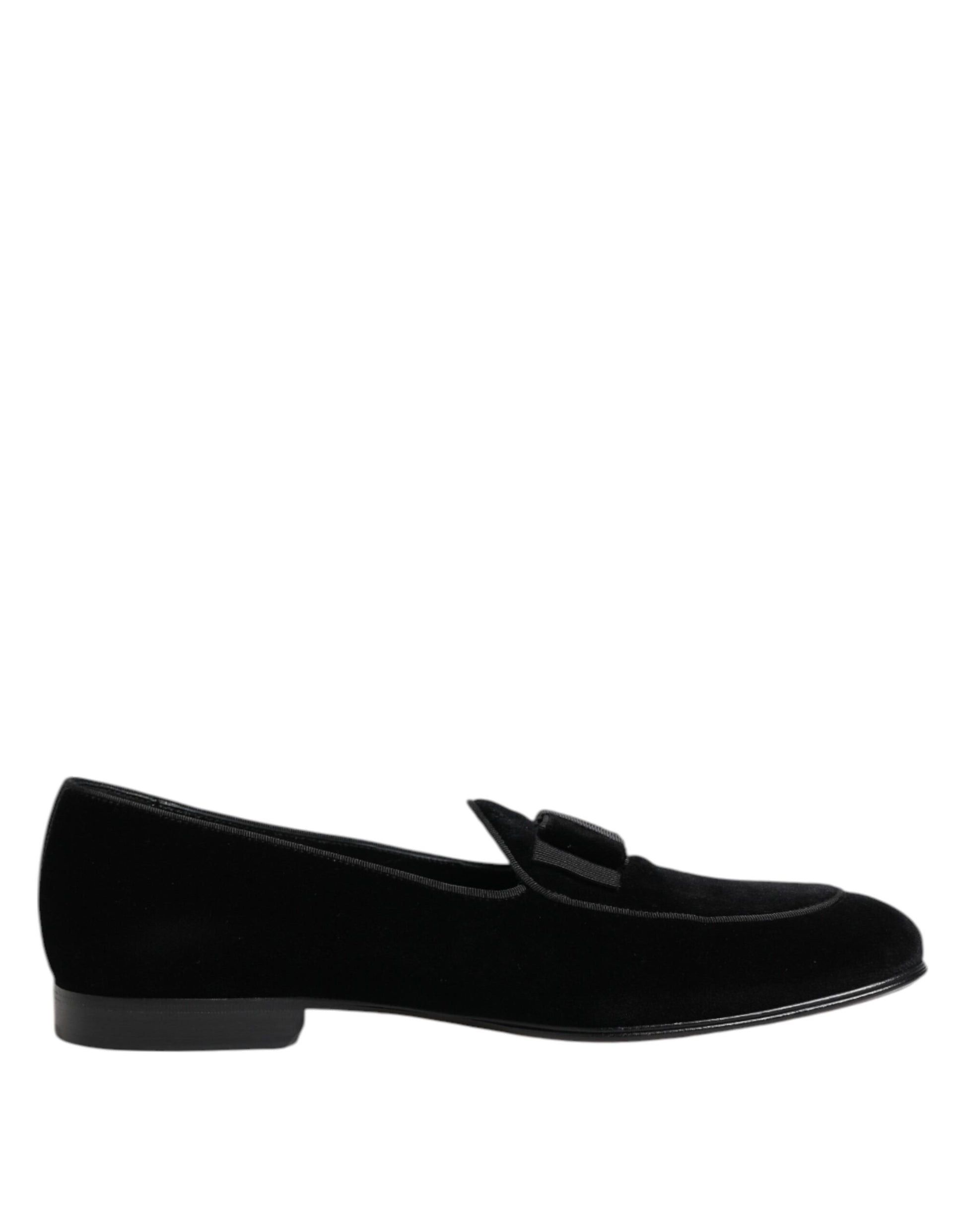 Dolce & Gabbana Black Velvet Loafers Formal Men Dress Shoes - ACCEXO