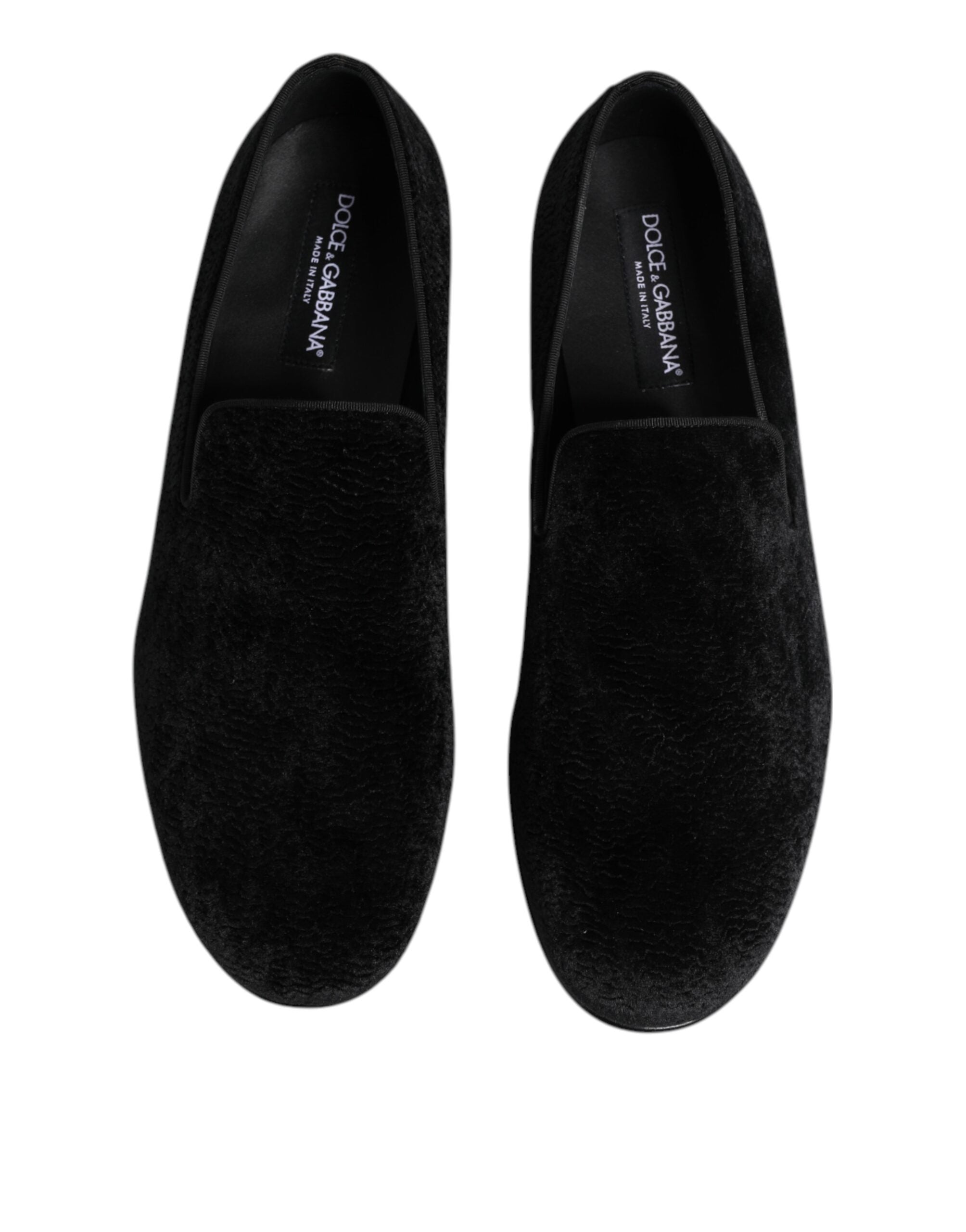 Dolce & Gabbana Black Jacquard Loafers Formal Men Dress Shoes - ACCEXO